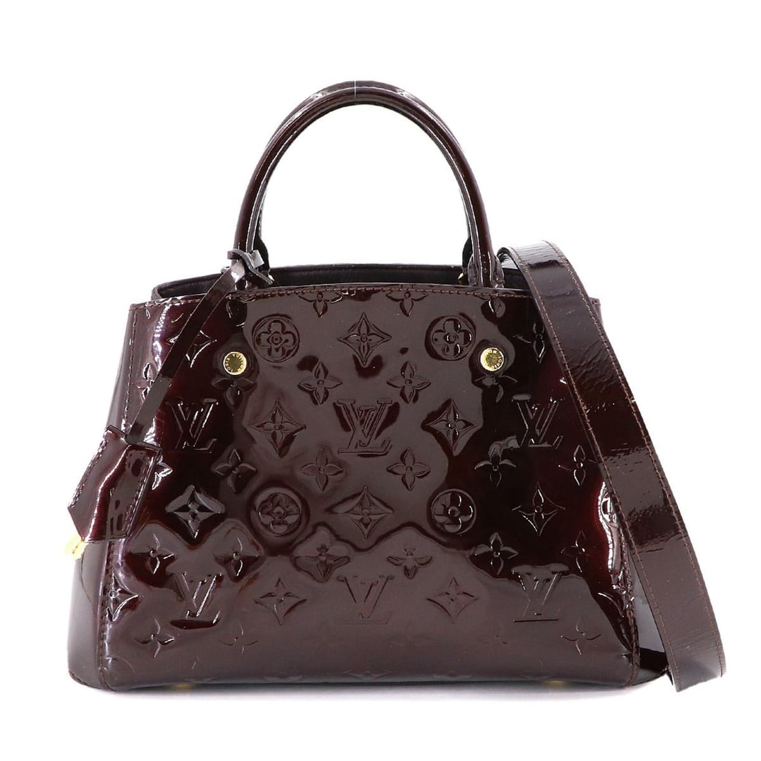 Louis Vuitton Monogram Vernis Montaigne BB 2-way Handbag in Amaranth Leather (M50403) (1 of 12)
