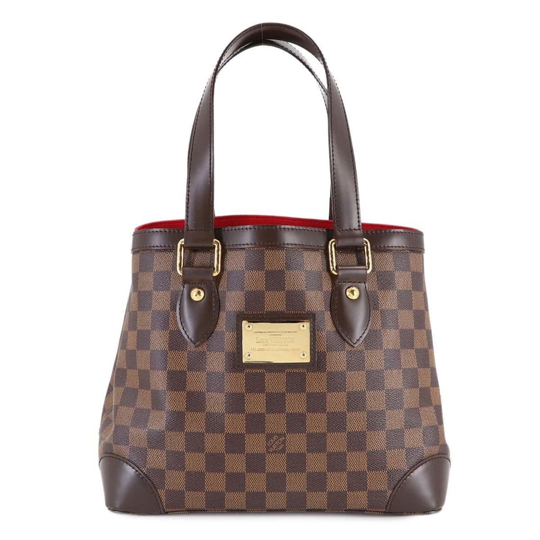 Louis Vuitton Damier Hampstead PM Tote Handbag in Ebene Leather N51205 with Gold Hardware: --- Catalog ---Category: SizeSize (HxWxD): 23.5cm x 28.5cm x 17.5cm / 9.25'' x 11.22'' x 6.88''Category: DesignType: Handbag, Tote bagColor: Damier Canvas, EbeneGender: WomenMaterial: Damier Canvas Ca