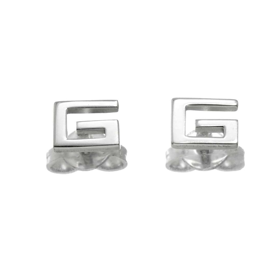 Gucci G Earrings in 18K White Gold (750): --- Catalog ---Category: SizeSize (HxWxD): 4.80mm x 6.20mm / 0.19'' x 0.24''Category: DesignType: Stud earringsGender: Women,MenMaterial: White gold (18K)Category: GeneralBrand: Gucci--- Item List ---