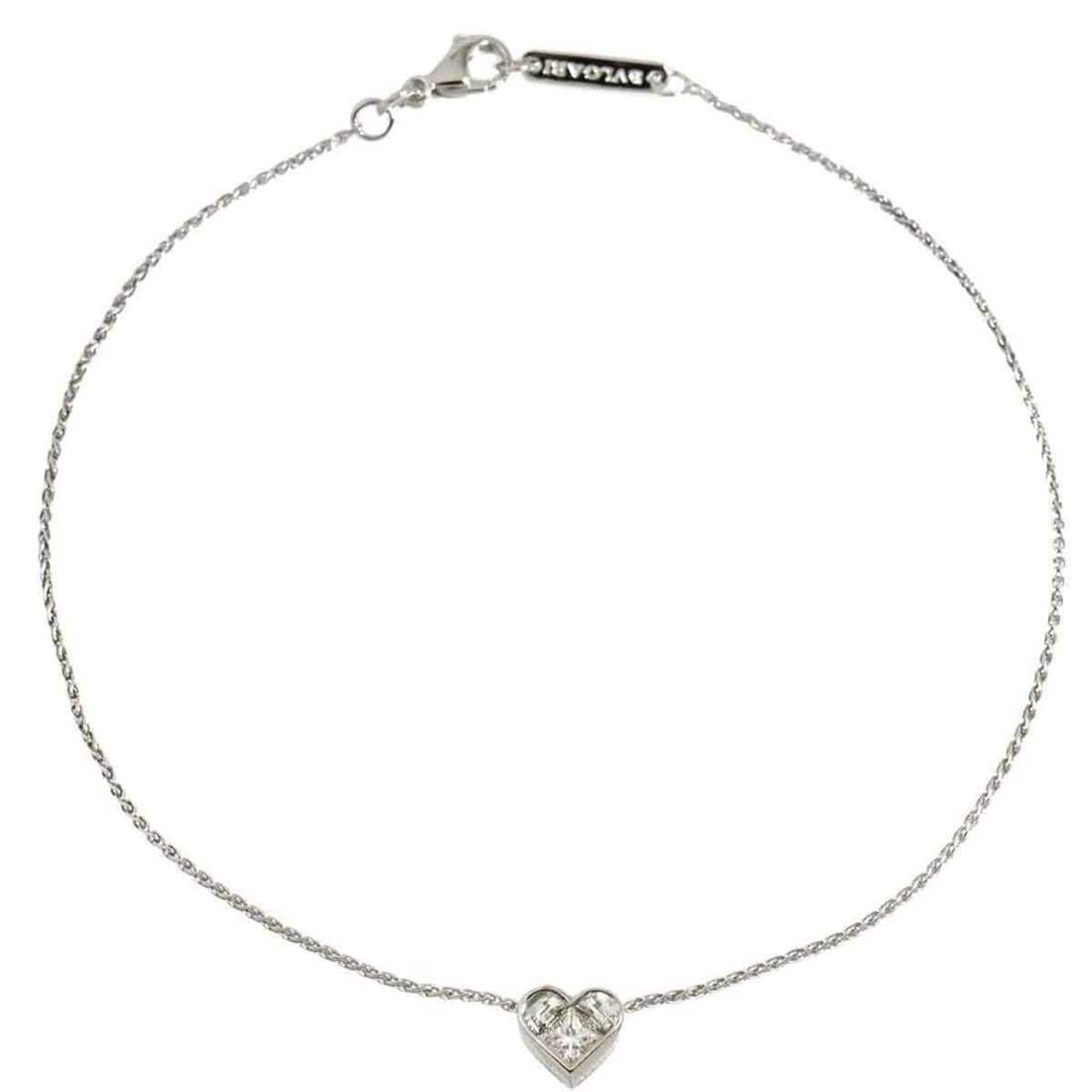 BVLGARI Cuore Heart Diamond Anklet Bracelet, 24cm, 18K White Gold, 750 Bracelet (1 of 12)