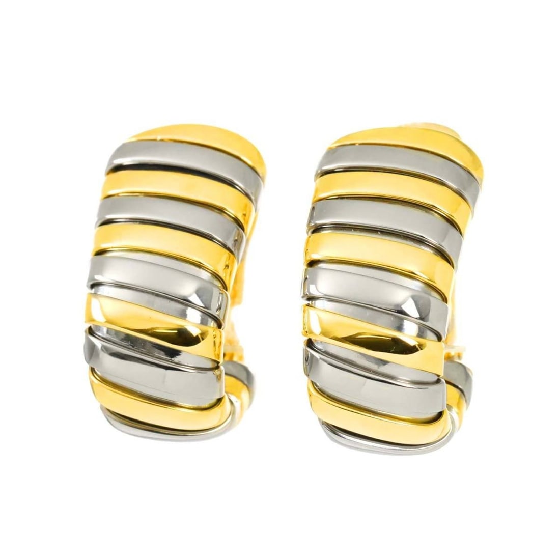 BVLGARI Tubogas Earrings in 18K Yellow Gold and 750 Stainless Steel Clip-on (1 of 11)