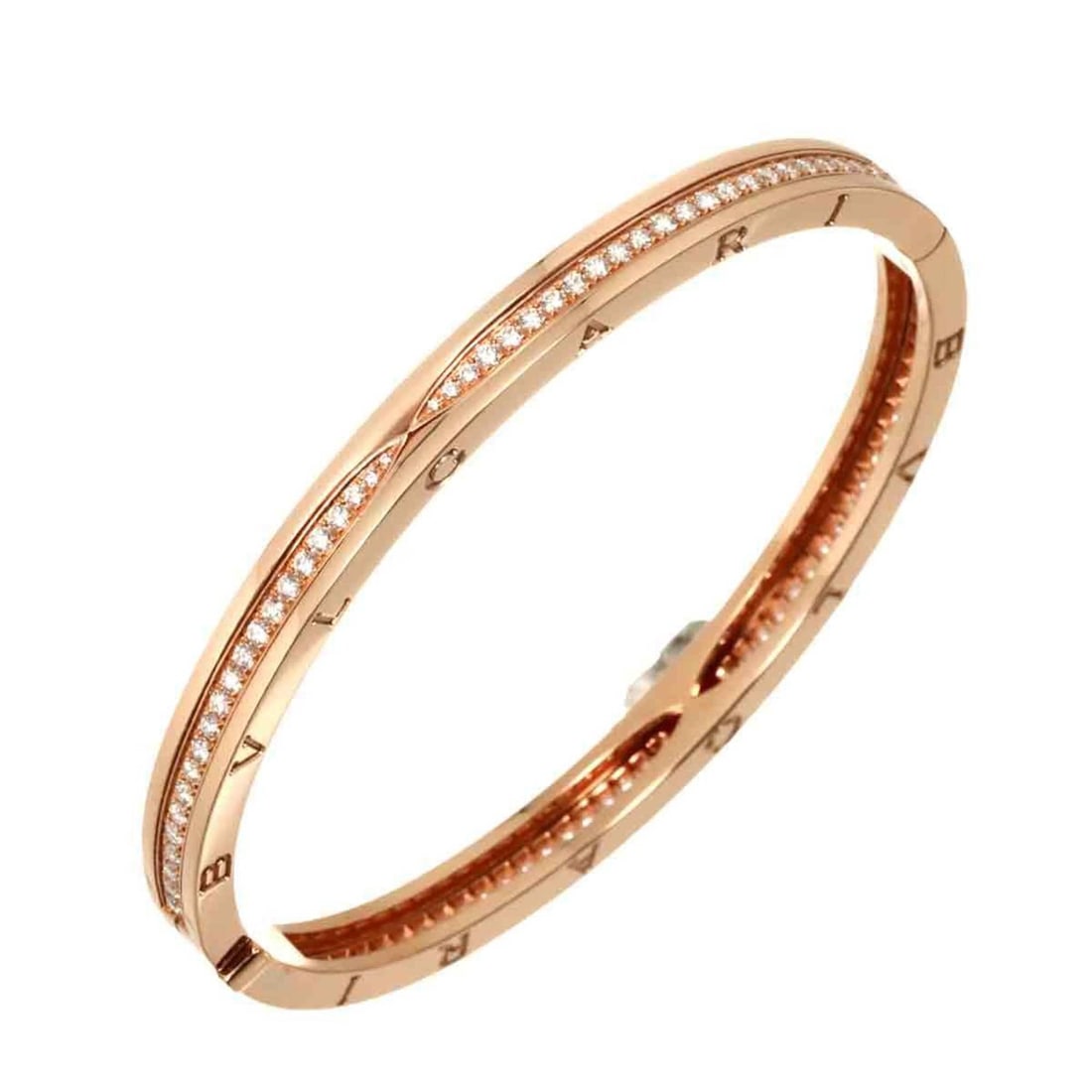BVLGARI B-ZERO1 Pavé Diamond Bangle #M 18K PG Pink Gold 750 Bracelet: --- Catalog ---Category: SizeLength: 17cm / 6.69''Category: DesignType: BangleColor: Pink goldGender: WomenMaterial: Pink gold (18K)Category: GeneralBrand: Bvlgari--- Item List ---Section: