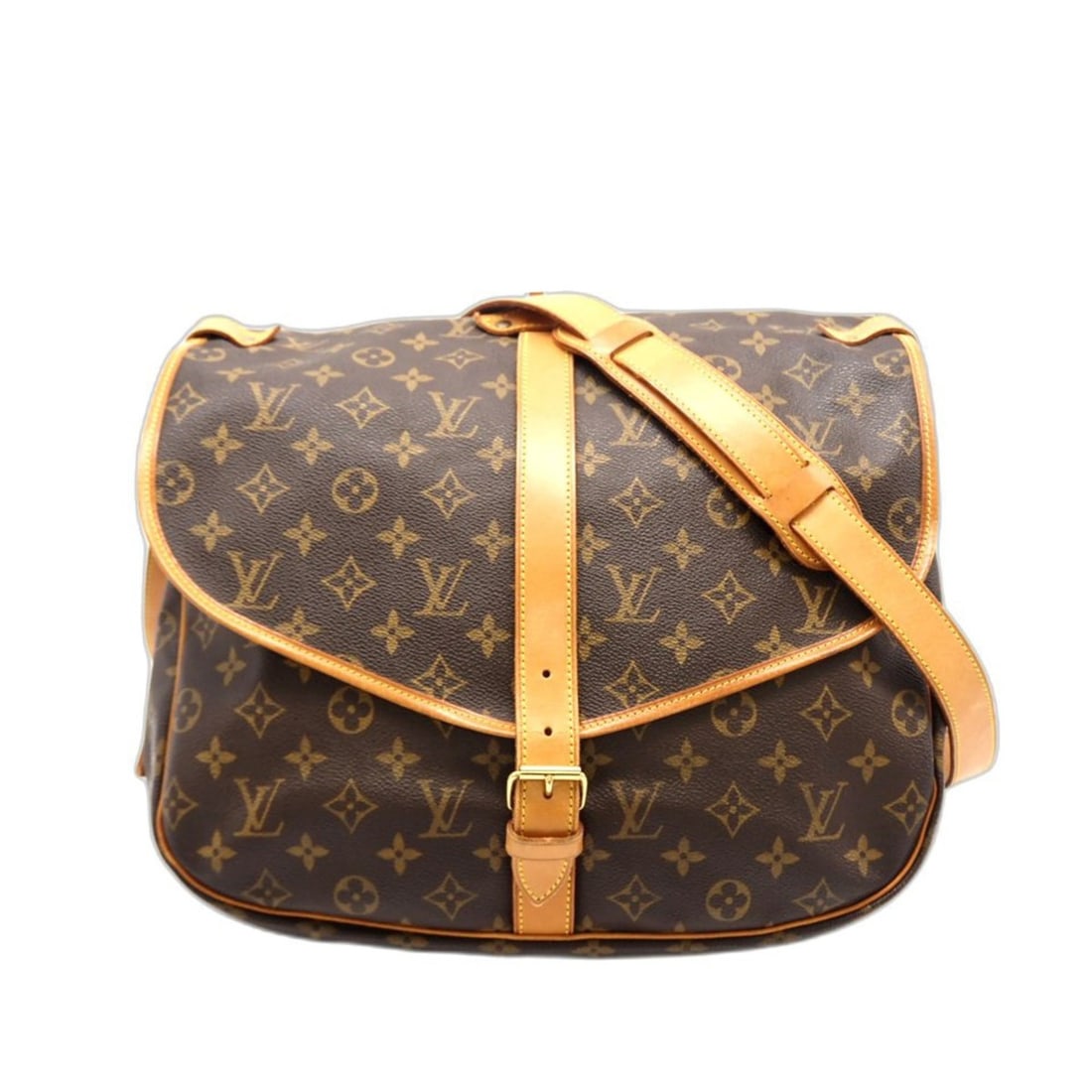 LOUIS VUITTON Monogram Saumur 35 M42254 Shoulder Bag in Brown Coated Canvas and Leather for Men (1 of 19)