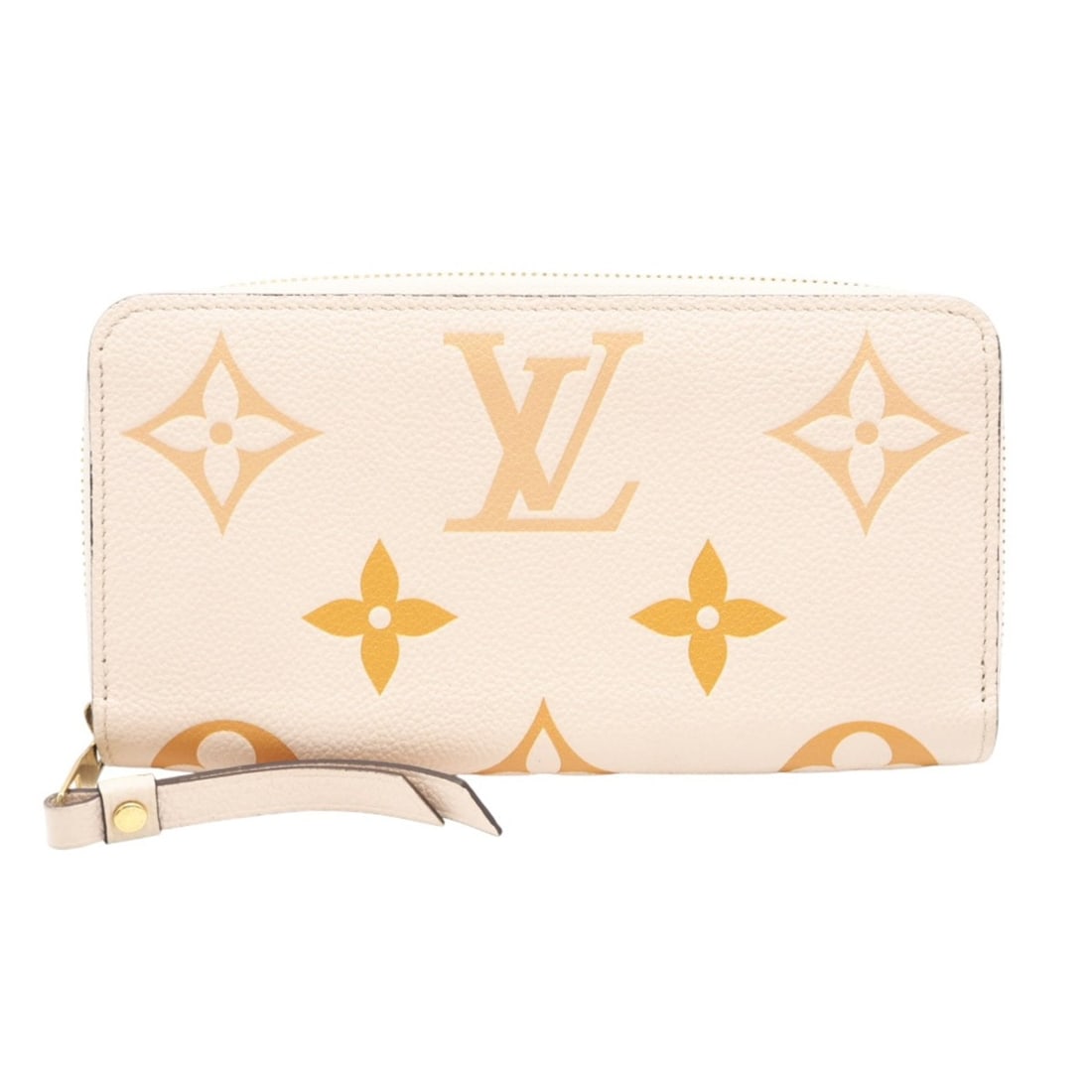 LOUIS VUITTON Empreinte Giant By the Pool Zippy Wallet in Creme Saffron, M82206, Cream and Orange: --- Catalog ---Category: SizeWeight: 257g / 9.06oz.Size (HxWxD): 10cm x 19.5cm x 2.5cm / 3.93'' x 7.67'' x 0.98''Category: DesignType: Long wallet (bi-fold)Color: Cream, OrangeGender: WomenClosure: Zi
