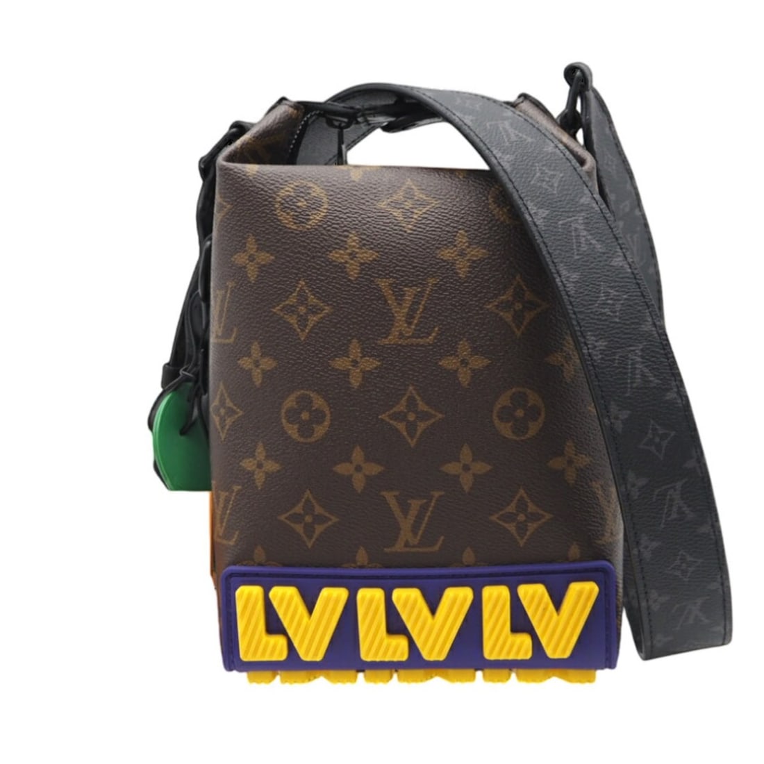 LOUIS VUITTON LV Rubber Cruiser Messenger Bag M57966, 2-way shoulder bag in multicolor coated canvas: --- Catalog ---Category: SizeWeight: 576g / 1.26lb.Size (HxWxD): 20cm x 16cm x 9cm / 7.87'' x 6.29'' x 3.54''Strap Length: 119cm / 46.85''Category: DesignType: Shoulder bagColor: Multi-colorGender: Me