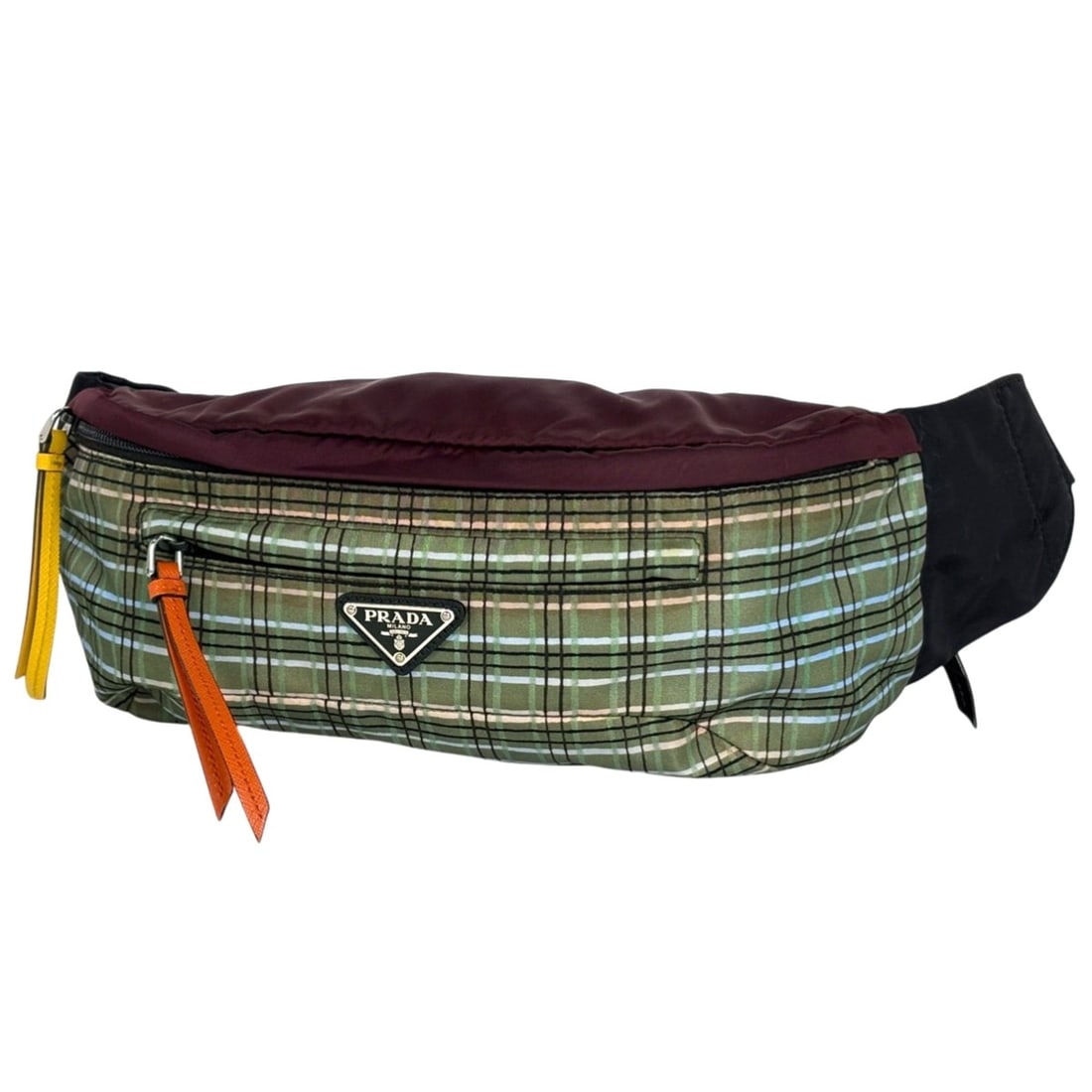 Prada logo plate body bag, waist nylon, green, multicolor, women's (1 of 14)