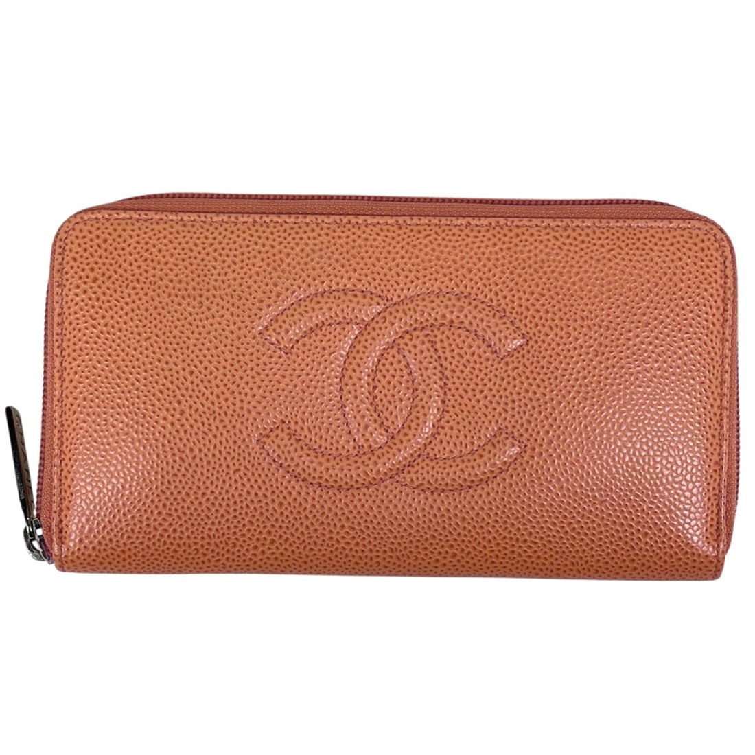 CHANEL Coco Mark Round Zip Long Wallet CC Caviar Leather Orange A50071 Women's: --- Catalog ---Category: SizeSize (HxWxD): 10cm x 19cm x 2.5cm / 3.93'' x 7.48'' x 0.98''Category: DesignType: Long wallet (bi-fold)Color: OrangeGender: WomenMaterial: Grained Calfskin Category: Gener
