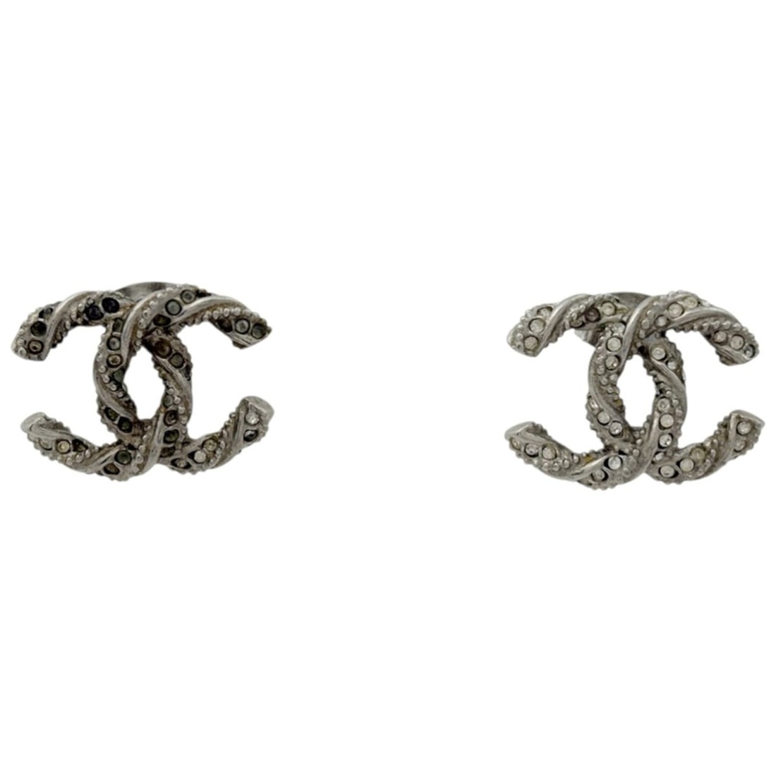 CHANEL Coco Mark Rhinestone Earrings, Silver Plated, Women's: --- Catalog ---Category: SizeSize (HxWxD): 14.00mm x 18.00mm / 0.55'' x 0.71''Category: DesignType: Stud earringsColor: SilverGender: WomenCategory: GeneralBrand: Chanel--- Item List ---Section: Condi