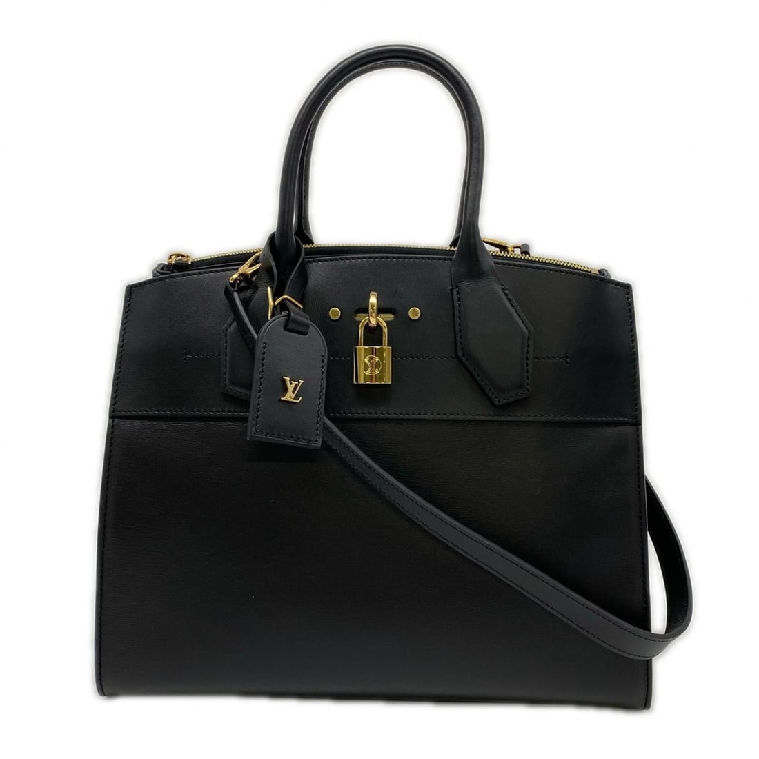 LOUIS VUITTON Louis Vuitton Calfskin City Steamer MM Noir M51026 2-way Handbag in Black for Women: --- Catalog ---Category: SizeWeight: 1.1kg / 2.42lb.Size (HxWxD): 34.5cm x 31cm x 13cm / 13.58'' x 12.2'' x 5.11''Strap Length: 66cm / 25.98''Handle Length: 33cm / 12.99''Category: DesignType: Handbag