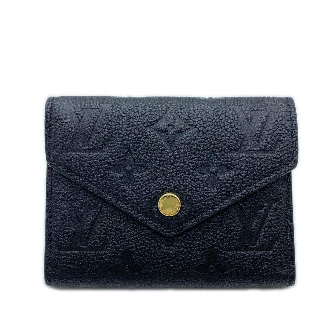 LOUIS VUITTON Empreinte Portefeuille Victorine M64060 Tri-fold Wallet in Black Calfskin Leather for: --- Catalog ---Category: SizeWeight: 104g / 3.66oz.Size (HxWxD): 9.5cm x 12cm x 2cm / 3.74'' x 4.72'' x 0.78''Category: DesignType: Wallet (tri-fold)Color: BlackGender: WomenMaterial: Leather Leather/