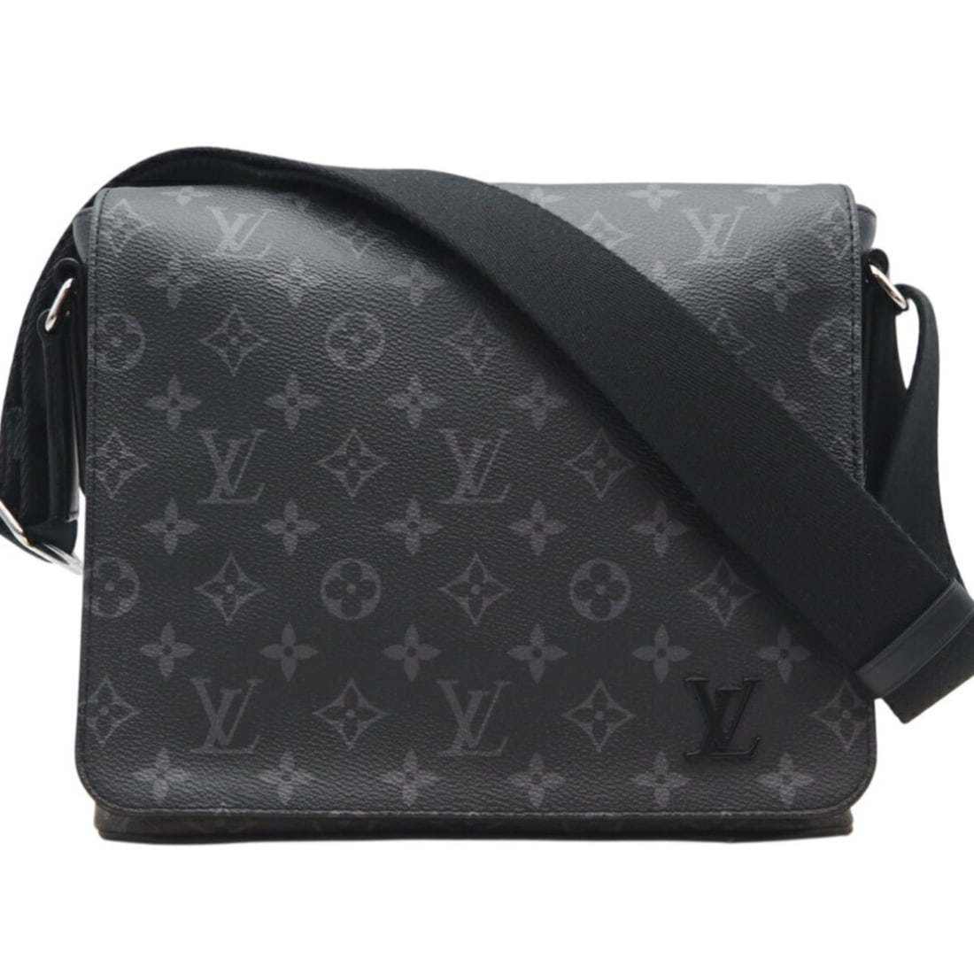LOUIS VUITTON Eclipse District PM NV2 M45272 Shoulder Bag in Gray Coated Canvas for Men: --- Catalog ---Category: SizeWeight: 670g / 1.47lb.Size (HxWxD): 23cm x 25cm x 7cm / 9.05'' x 9.84'' x 2.75''Strap Length: 135cm / 53.14''Category: DesignType: Shoulder bagColor: GrayGender: MenClosur