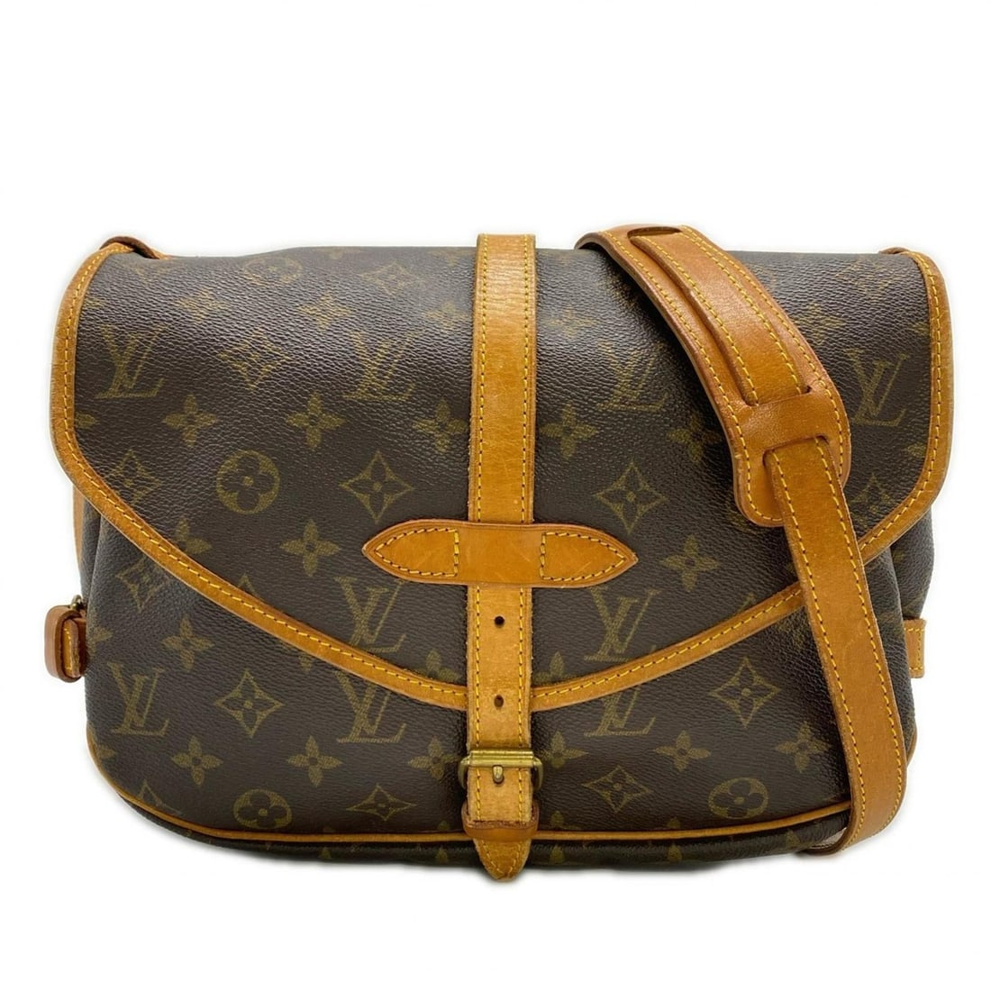 LOUIS VUITTON Monogram Saumur 30 M95227 Shoulder Bag in Brown Coated Canvas and Leather for Women: --- Catalog ---Category: SizeWeight: 721g / 1.58lb.Size (HxWxD): 21cm x 30cm x 3cm / 8.26'' x 11.81'' x 1.18''Strap Length: 134cm / 52.75''Category: DesignType: Shoulder bagColor: BrownGender: WomenCl