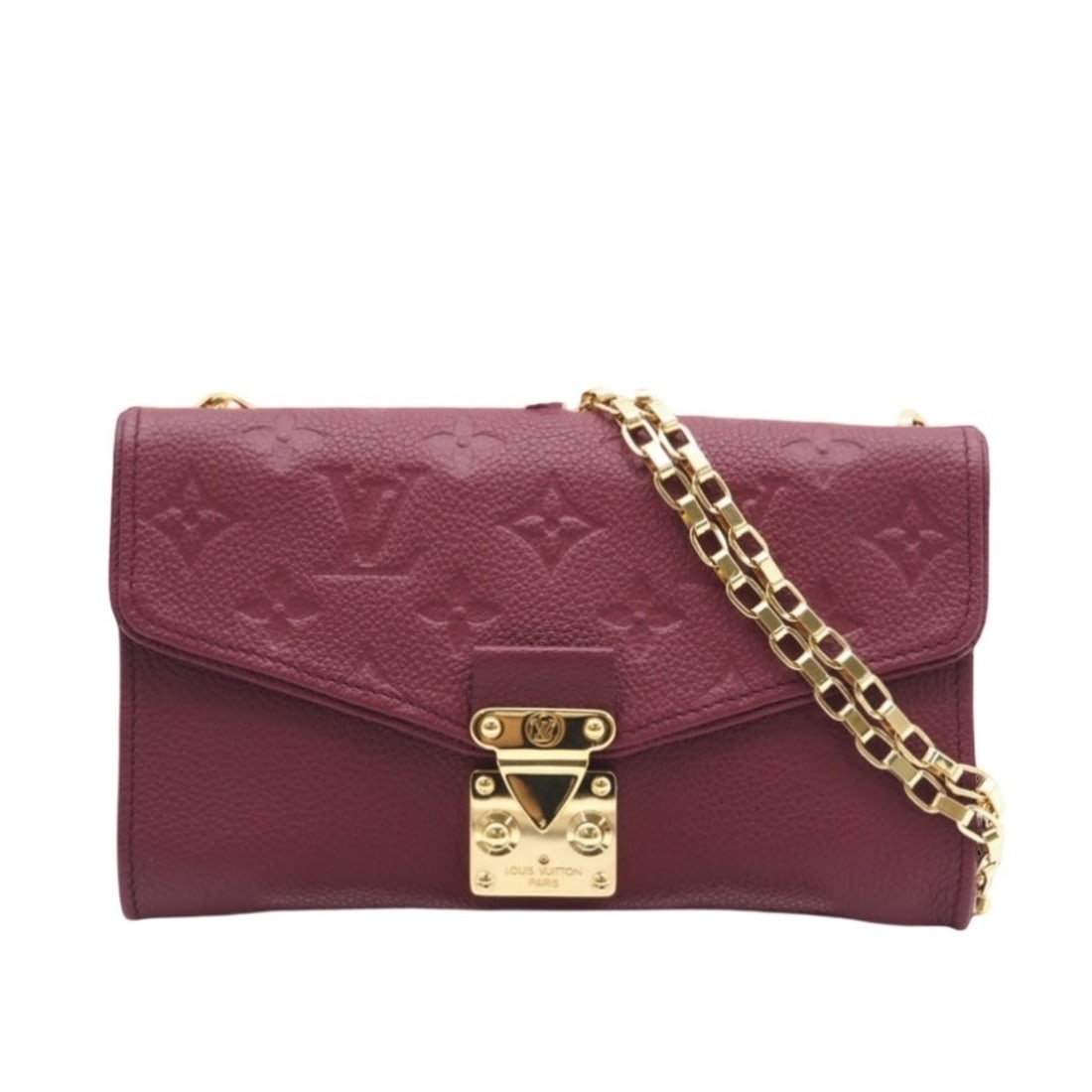 LOUIS VUITTON Empreinte Pochette Saint-Germain Aurore M60640 Shoulder Bag in Bordeaux Calf Leather: --- Catalog ---Category: SizeWeight: 249g / 8.78oz.Size (HxWxD): 12cm x 18cm x 2cm / 4.72'' x 7.08'' x 0.78''Strap Length: 109cm / 42.91''Category: DesignType: Pochette, Shoulder bagColor: BordeauxGen