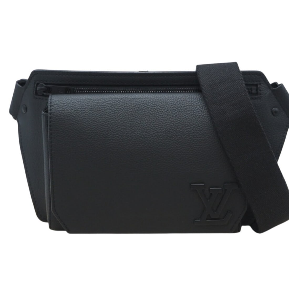 LOUIS VUITTON Aerogramme Take-Off Sling M57081 Waist Bag in Black Grained Calfskin Leather for Women (1 of 13)