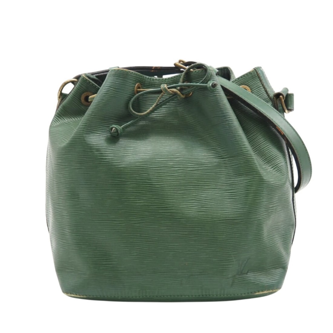 LOUIS VUITTON Epi Petit Noe M44104 Handbag in Green Grained Leather for Women: --- Catalog ---Category: SizeWeight: 616g / 1.35lb.Size (HxWxD): 26cm x 24cm x 17cm / 10.23'' x 9.44'' x 6.69''Strap Length: 75cm / 29.52''Category: DesignType: HandbagColor: GreenGender: WomenCategor