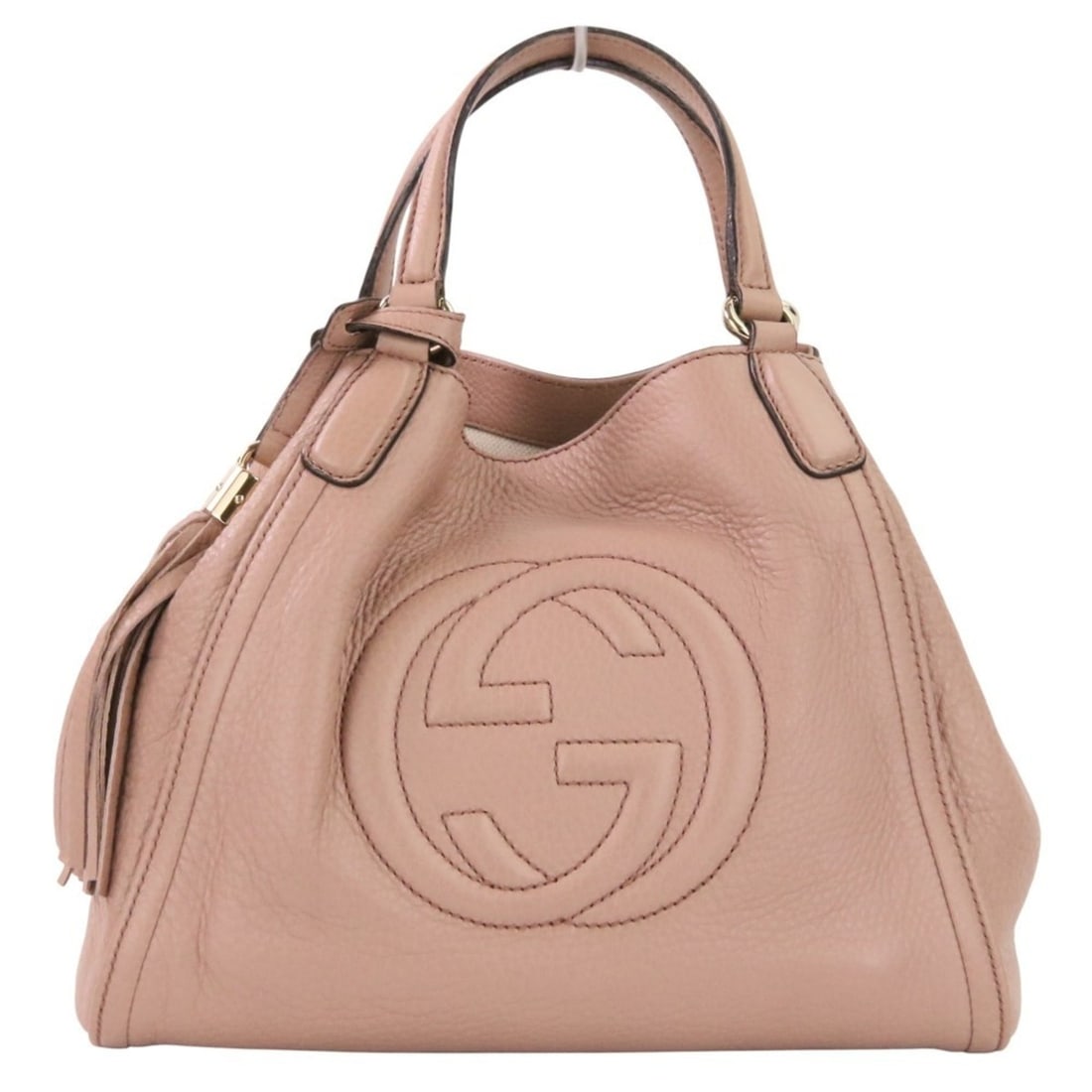 GUCCI Interlocking G Soho Leather 2-Way Tote Bag 336751 Pink Women's: --- Catalog ---Category: SizeSize (HxWxD): 21cm x 26cm x 13cm / 8.26'' x 10.23'' x 5.11''Category: DesignType: Tote bagColor: PinkGender: WomenCategory: GeneralBrand: Gucci--- Item List ---Section: Co