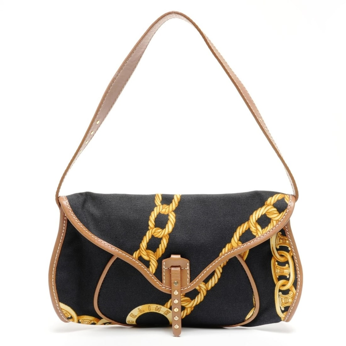 Celine Canvas One-Shoulder Chain Print Shoulder Bag, Black, WS25612 (1 of 14)