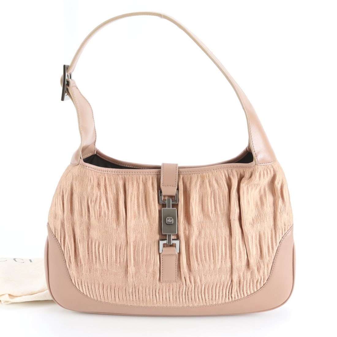 Gucci Jackie 001 3306 Satin Leather Shoulder Bag/Handbag Pink Women's: --- Catalog ---Category: SizeSize (HxWxD): 20cm x 32cm x 5cm / 7.87'' x 12.59'' x 1.96''Strap Length: 50cm / 19.68''Category: DesignType: Handbag, Shoulder bagColor: PinkGender: WomenMaterial: Leather