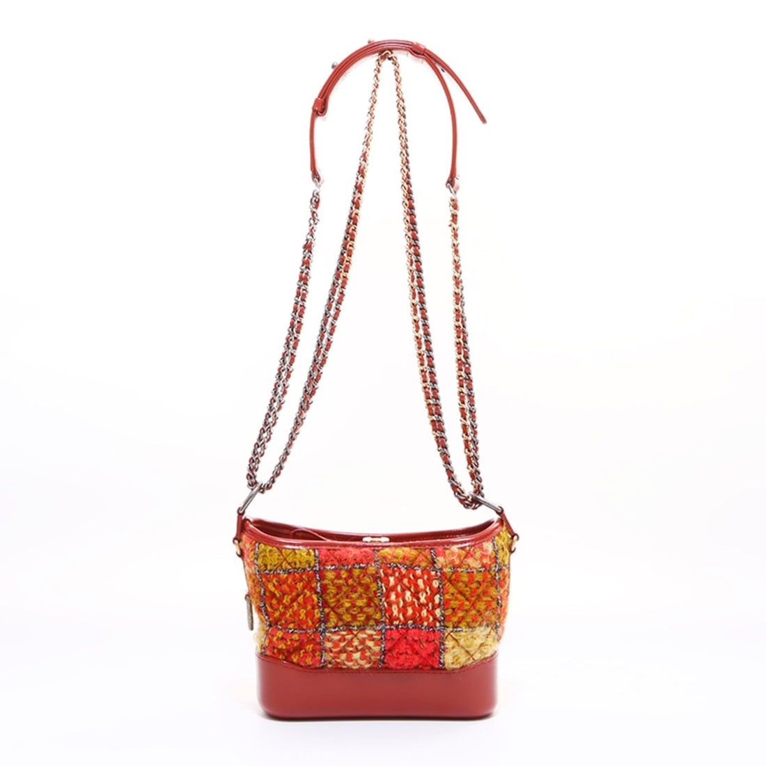 CHANEL Gabriel Tweed and Wool 2 Shoulder Bag, Orange Yellow, WS7118: --- Catalog ---Category: SizeSize (HxWxD): 14cm x 20cm x 7cm / 5.51'' x 7.87'' x 2.75''Category: DesignType: Shoulder bagColor: Orange, YellowGender: WomenCategory: GeneralBrand: ChanelCountry of Orig