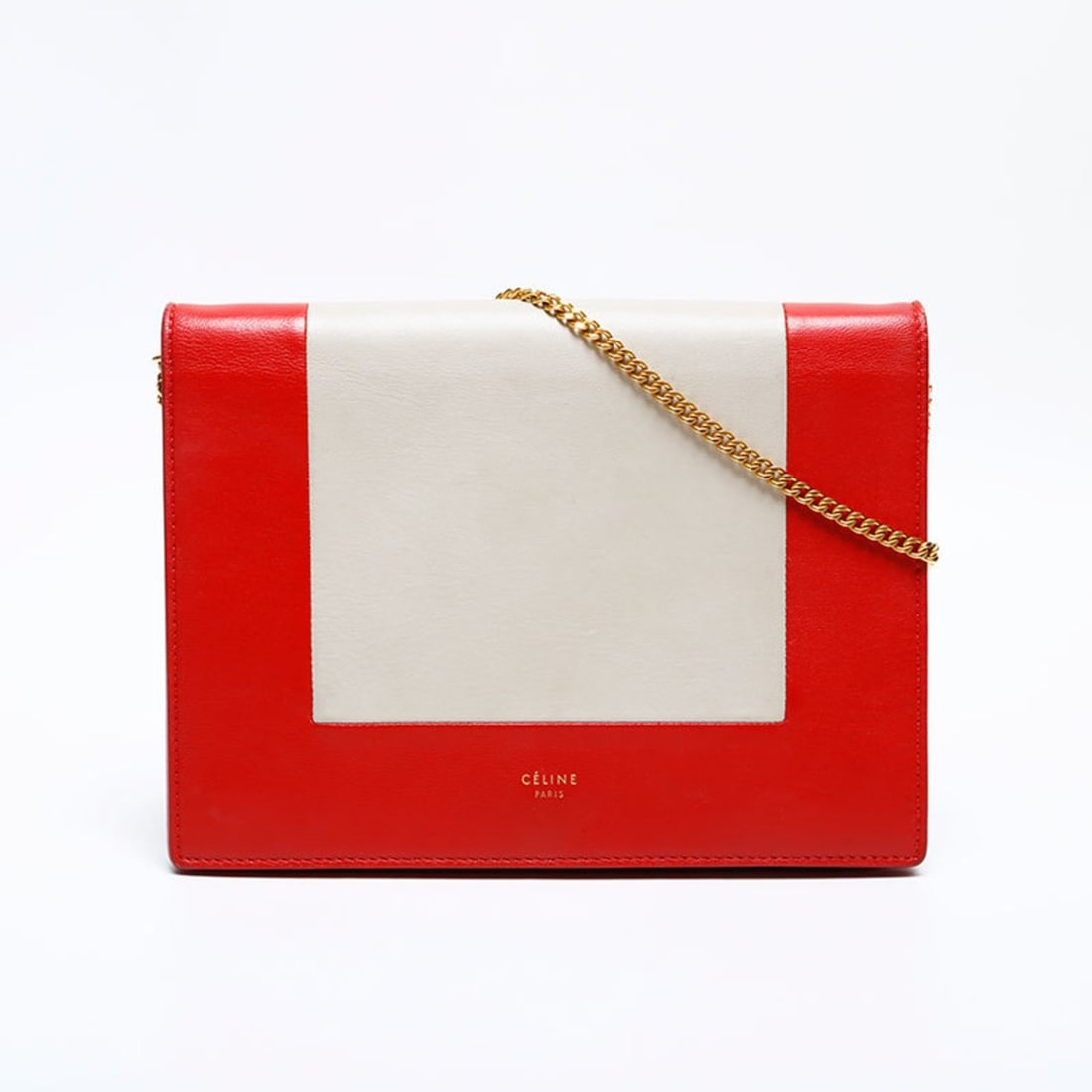 Celine Leather Frame Chain Shoulder Bag, Red and Beige, WS22157: --- Catalog ---Category: SizeSize (HxWxD): 16cm x 21cm x 2cm / 6.29'' x 8.26'' x 0.78''Category: DesignType: Shoulder bagColor: Beige, Red colorGender: WomenCategory: GeneralBrand: CelineCountry of Or