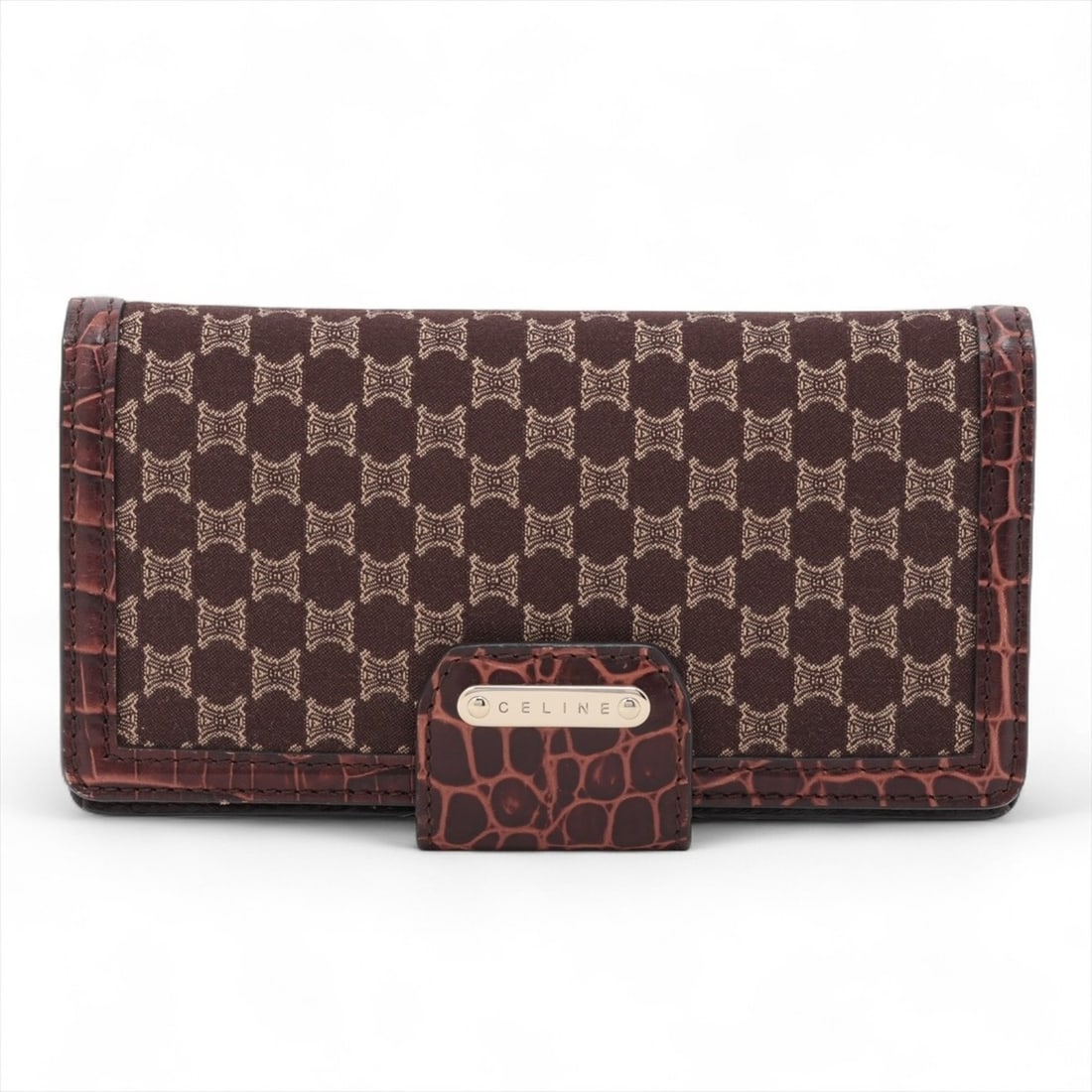 Celine Canvas Embossed Leather Macadam Long Wallet Brown WS15949 (1 of 10)