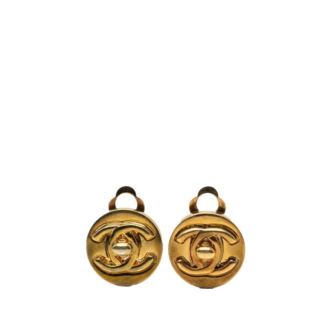Vintage Chanel Coco Mark Turnlock Earrings, Gold Plated, Women's, CHANEL: --- Catalog ---Category: DesignType: Clip earringsColor: GoldGender: WomenCategory: GeneralBrand: Chanel--- Item List ---Section: ConditionRanking: Rank AB Used - Traces of usage, scratches / dirt can