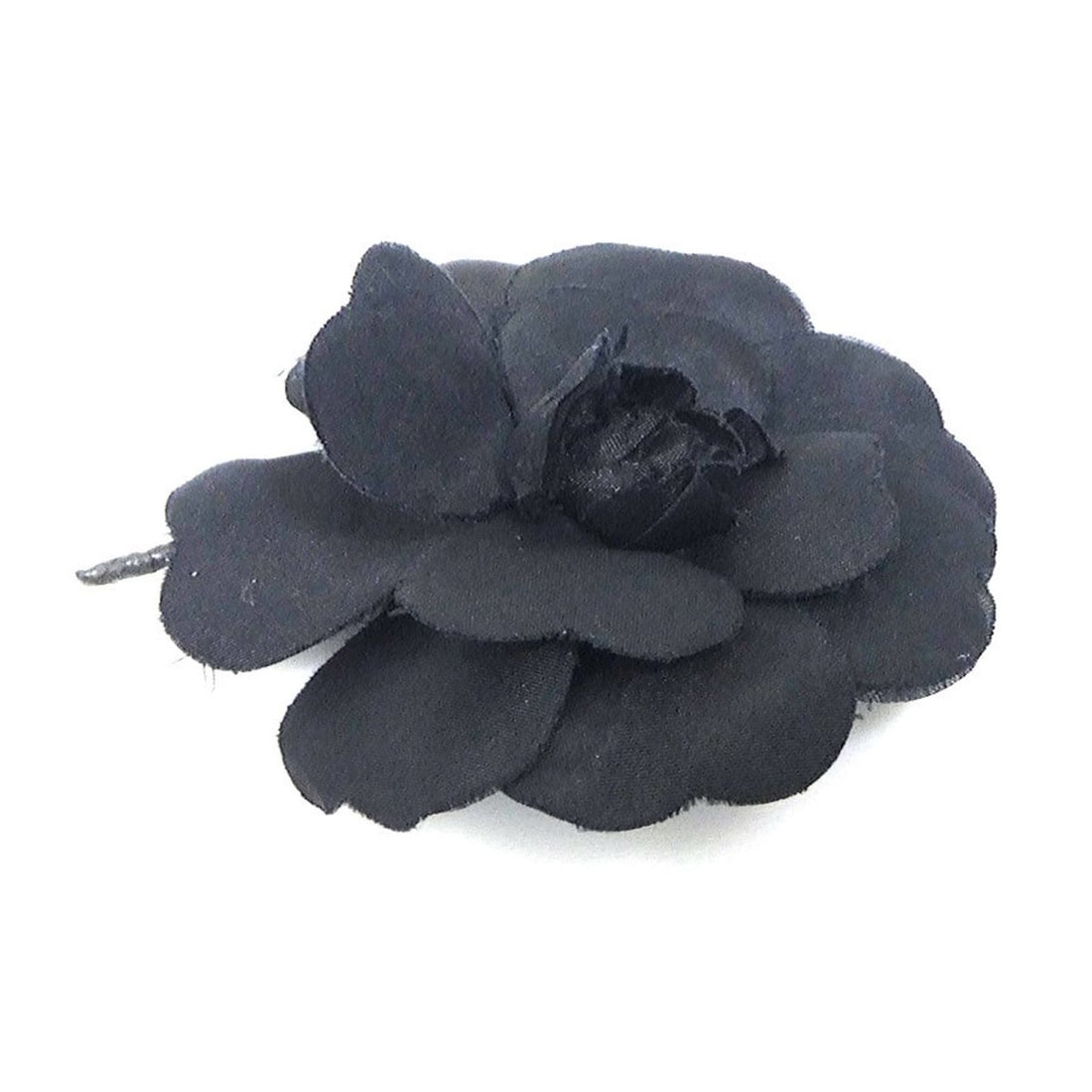 CHANEL Camellia Brooch Corsage Textile Black Women's Free Shipping h32003a (1 of 12)