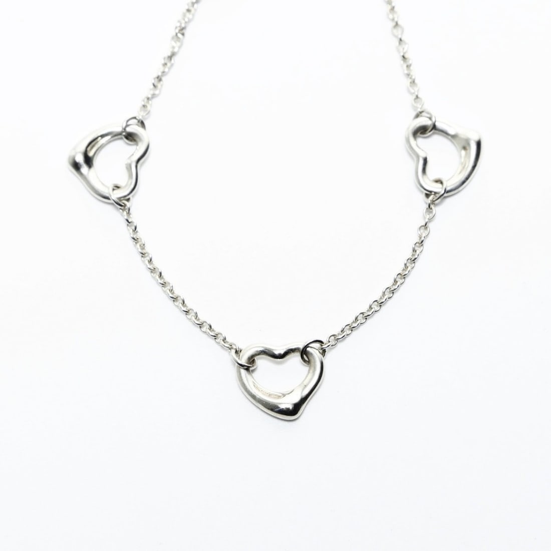 Tiffany & Co. 925 5P Open Heart Bracelet in Silver WS24844 (1 of 10)
