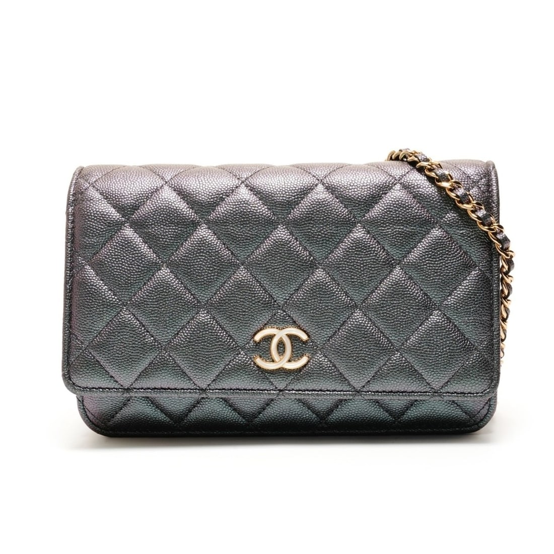 CHANEL Caviar Matelasse Chain Wallet 22019 Shoulder Bag Green WS26287: --- Catalog ---Category: SizeSize (HxWxD): 12cm x 19cm x 4cm / 4.72'' x 7.48'' x 1.57''Strap Length: 150cm / 59.05''Category: DesignType: Shoulder bagColor: GreenGender: WomenMaterial: Grained Calfski