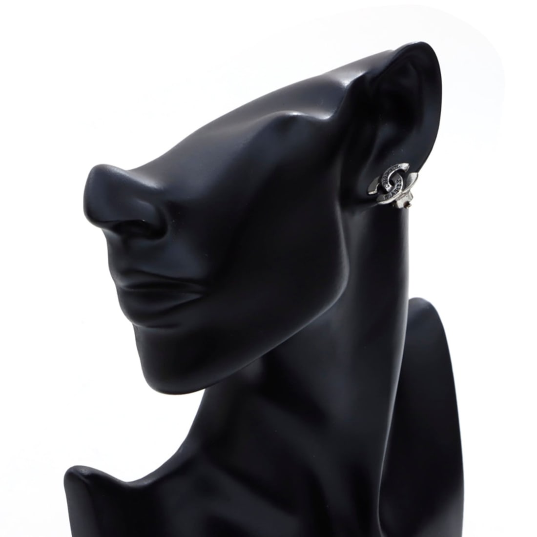 CHANEL Coco Mark Earrings, Silver, WS3588 - 9