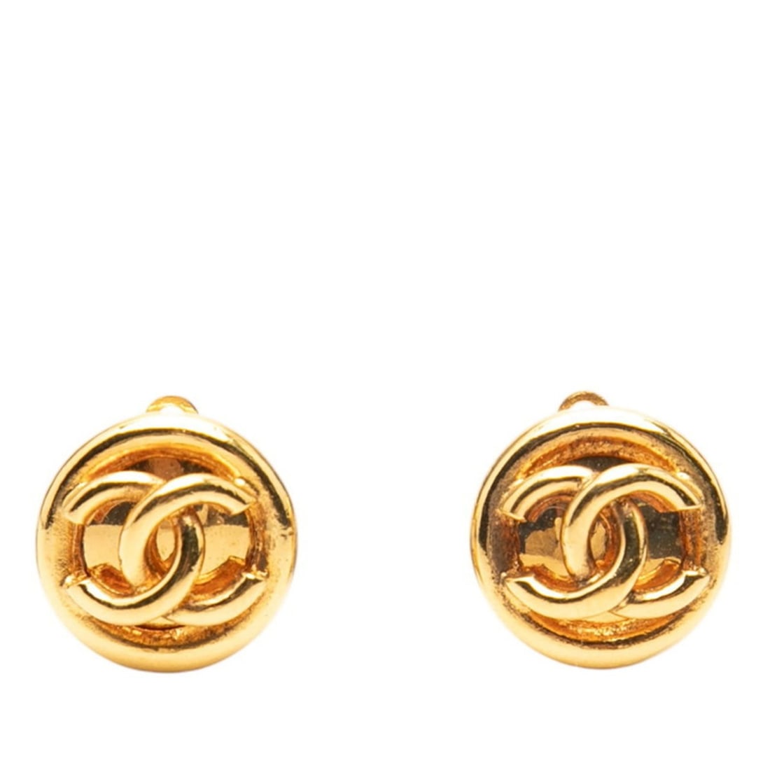 CHANEL Coco Mark Vintage Earrings, Gold Plated, Women's (1 of 13)