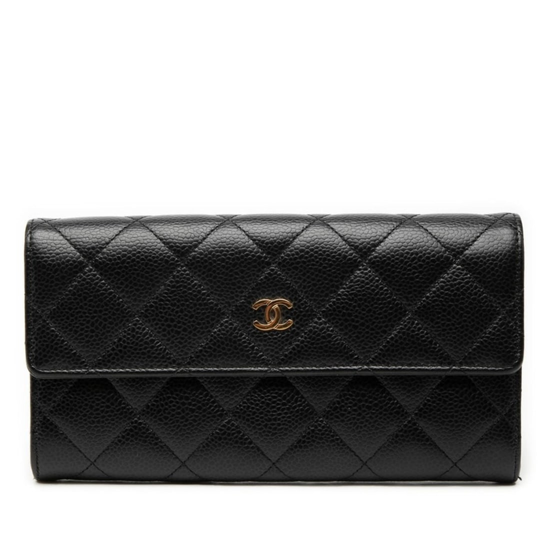 CHANEL Coco Mark Matelasse Long Wallet in Black Caviar Leather for Women (1 of 14)