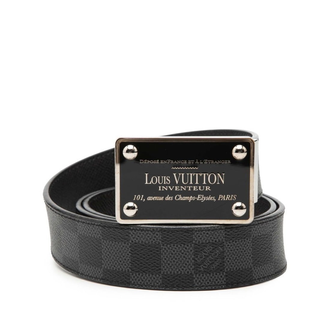 Louis Vuitton Damier Graphite Santur Aventur Belt, Size: 95/38, M9632, Black Leather, Men's, LOUIS: --- Catalog ---Category: SizeWidth: 3.5cm / 1.37''Length: 114cm / 44.88''Category: DesignType: Standard beltColor: BlackGender: MenMaterial (Strap): Damier Canvas Category: GeneralMPN: M9632Brand: Lou