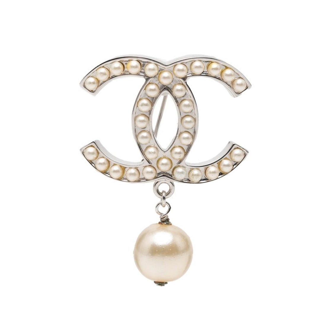 Chanel Coco Mark Brooch in Silver Metal with Faux Pearls for Women: --- Catalog ---Category: SizeSize (HxWxD): 51.1cm x 38.6cm / 20.11'' x 15.19''Category: DesignType: BroochColor: SilverGender: WomenMaterial: MetalCategory: GeneralBrand: Chanel--- Item List ---Sectio