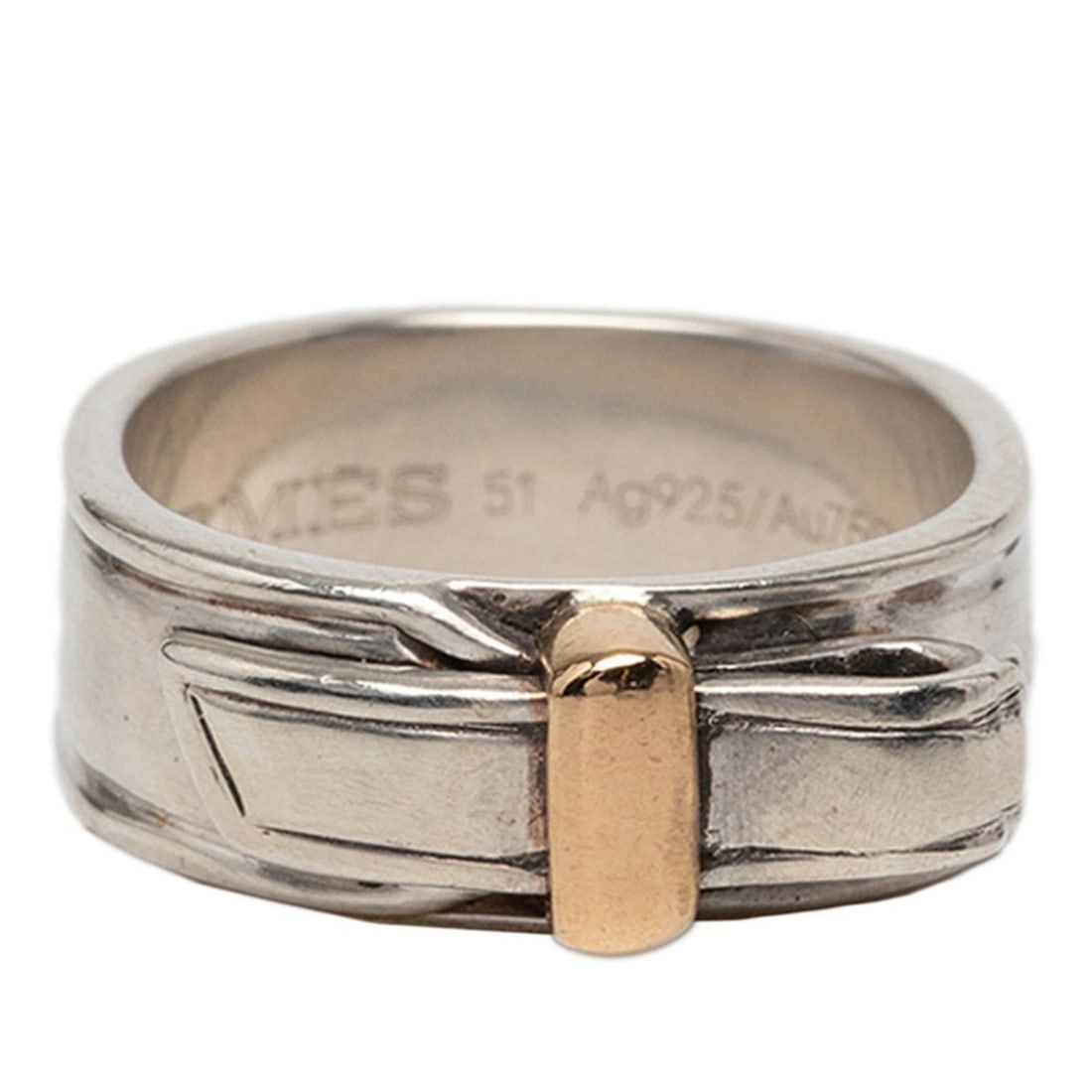 Hermes Artemis Ring #51 SV925 Silver Au750 Women's HERMES: --- Catalog ---Category: SizeJP Size: 10US Size: 5.5Category: DesignType: Band ringGender: WomenMaterial: Silver 925Category: GeneralBrand: Hermes--- Item List ---Section: ConditionRanking: Rank AB Us