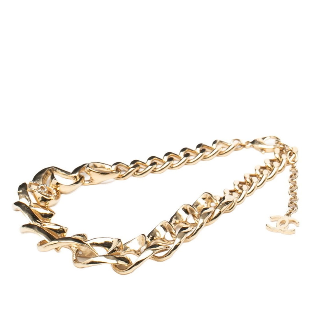 Chanel Coco Mark Rhinestone Choker Necklace, Gold Plated, Women's, CHANEL: --- Catalog ---Category: SizeNeck Circumference: 46 cm / 18.11''Category: DesignColor: GoldGender: WomenMaterial: Gold platingNecklace Type: ChokerCategory: GeneralBrand: Chanel--- Item List ---Sectio