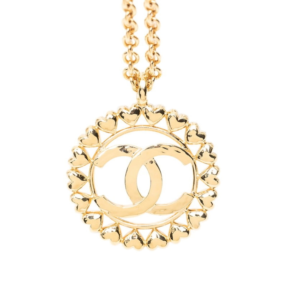Chanel Coco Mark Heart Motif Necklace, Gold Plated, Women's, CHANEL: --- Catalog ---Category: SizePendant Size: 44mm x 44mm / 1.73'' x 1.73''Neck Circumference: 78 cm / 30.7''Category: DesignColor: GoldGender: WomenMaterial: Gold platingNecklace Type: NecklaceCategory:
