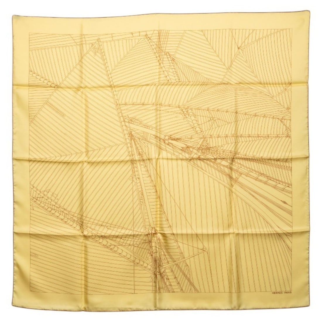 Hermes Hermès Carré 90 Vent Portant Tailwind Scarf/Muffler, Yellow Silk, Women's: --- Catalog ---Category: SizeSize (LxW): 88cm x 88cm / 34.64'' x 34.64''Category: DesignType: ScarfColor: YellowGender: WomenMaterial: Silk Category: GeneralBrand: Hermes--- Item List ---Section: Cond