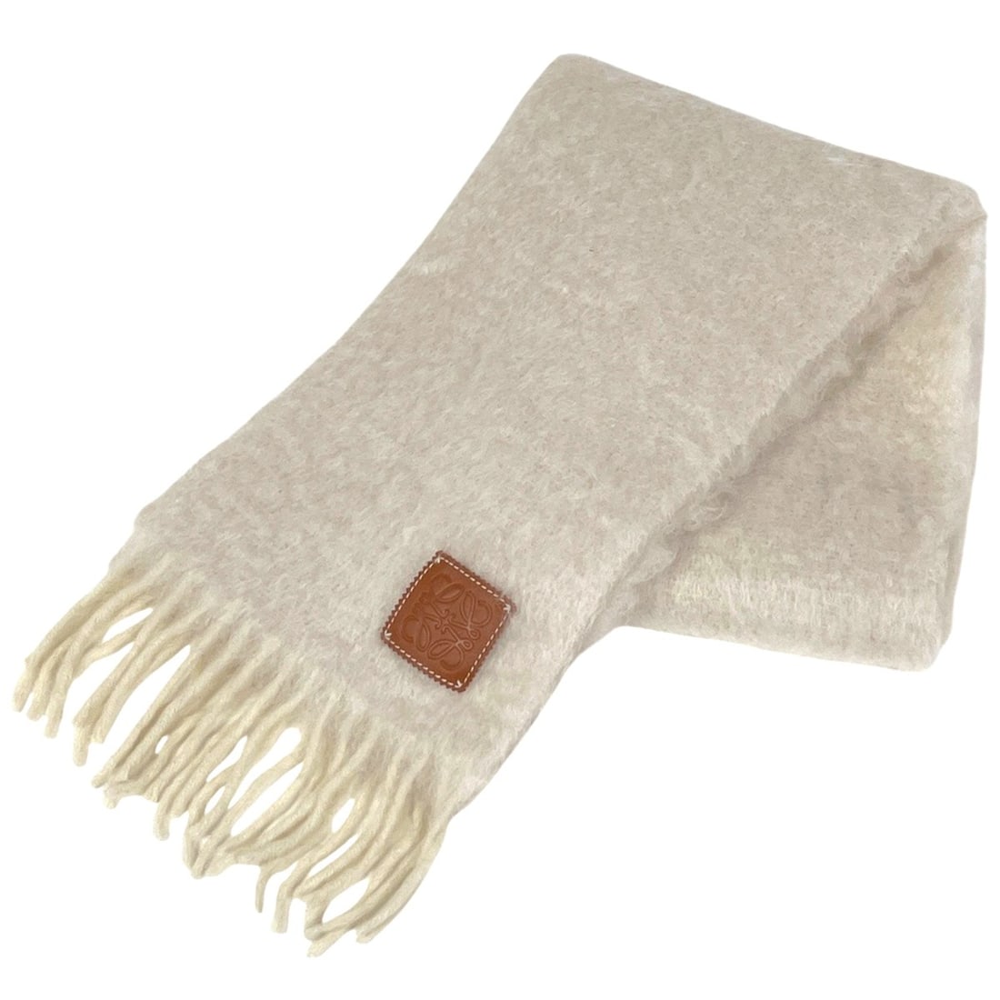 LOEWE Logogram Scarf, Ivory, Women's: --- Catalog ---Category: SizeSize (LxW): 2m x 23cm / 78.74'' x 9.05''Category: DesignType: StoleColor: IvoryGender: WomenMaterial: Mohair , Wool , Nylon Category: GeneralBrand: Loewe--- Item List ---S