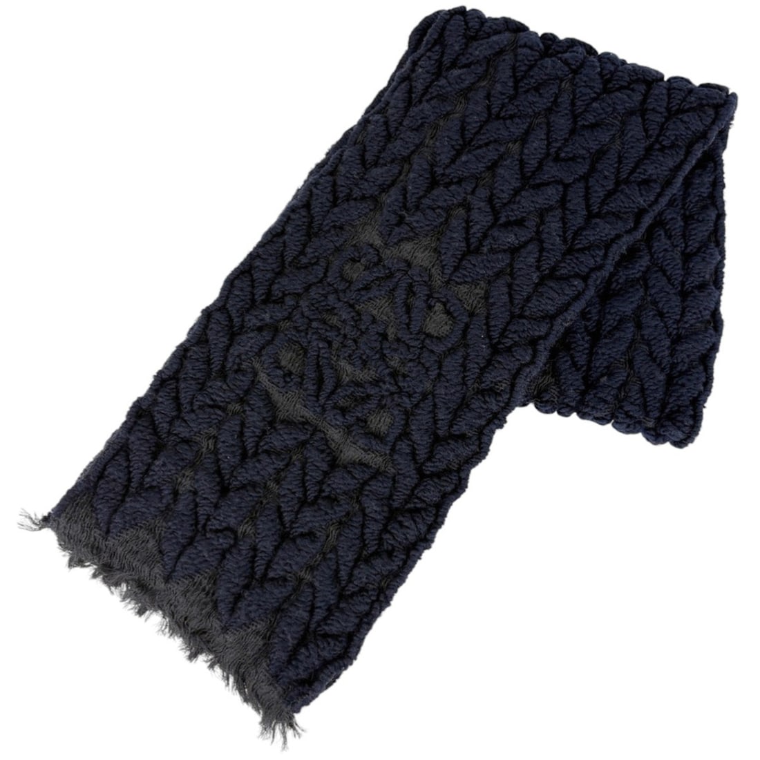 LOEWE Anagram Scarf, Wool, Silk, and Polyurethane, Navy, Women's (1 of 12)