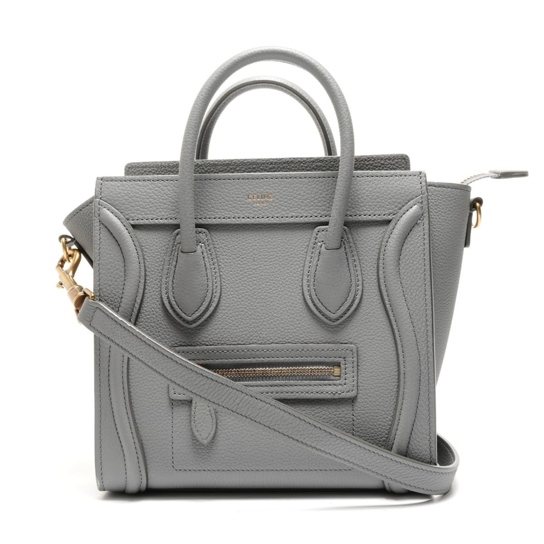 Celine Nano Leather Luggage 2-Way Handbag, Gray, WS26332: --- Catalog ---Category: SizeSize (HxWxD): 28cm x 46cm x 6cm / 11.02'' x 18.11'' x 2.36''Category: DesignType: HandbagColor: GrayGender: WomenCategory: GeneralBrand: CelineCountry of Origin: Italy---