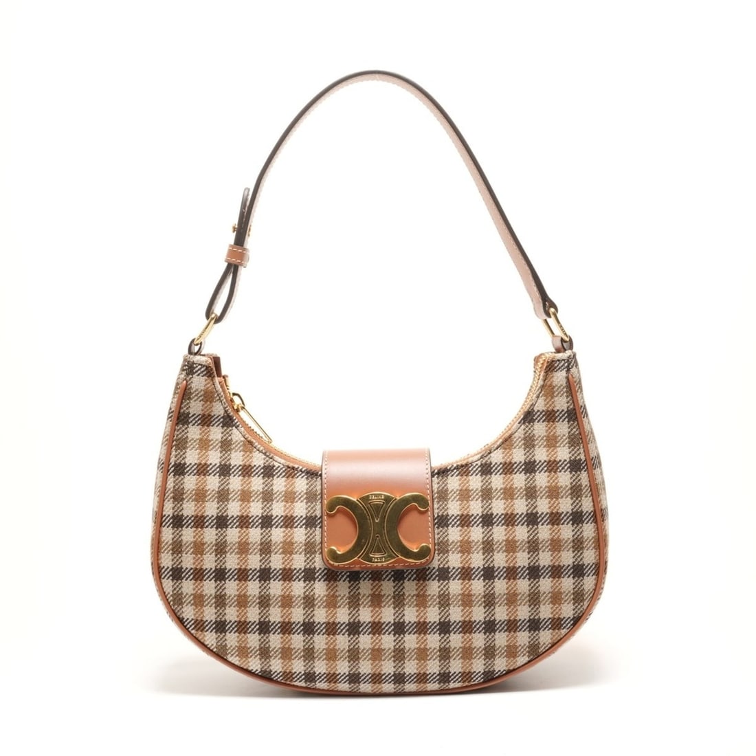 Celine Medium AVA Triomphe Tartan Textile & Calfskin Shoulder Bag, Brown, WS26279: --- Catalog ---Category: SizeSize (HxWxD): 13cm x 25cm x 7cm / 5.11'' x 9.84'' x 2.75''Strap Length: 35cm - 40cm / 13.77'' - 15.74''Category: DesignType: Shoulder bagColor: BrownGender: WomenMaterial: