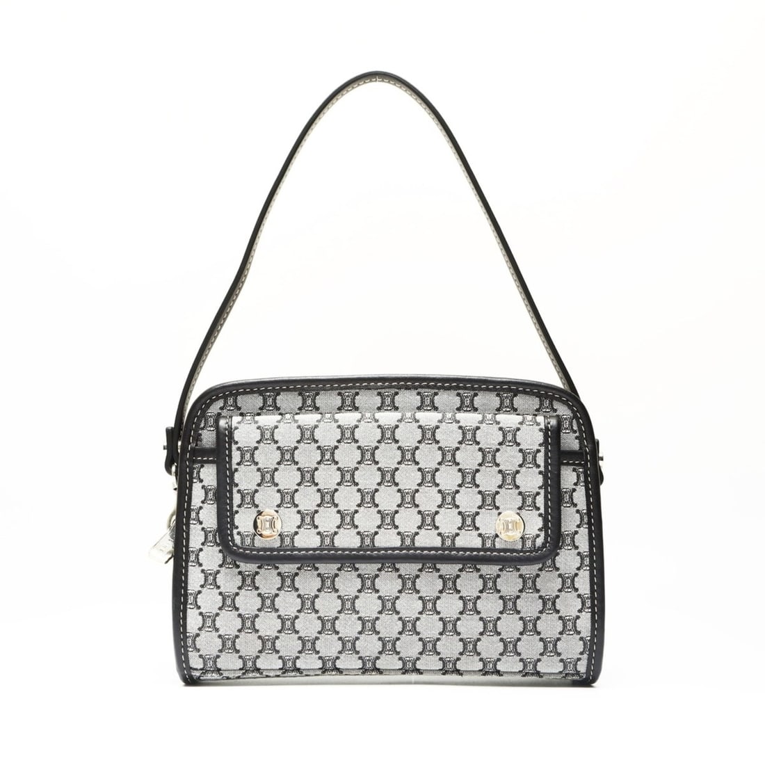 Celine Macadam Canvas Handbag, Grey, WS23855: --- Catalog ---Category: SizeHandle Drop: 14.00cm / 5.51''Size (HxWxD): 13cm x 19cm x 5cm / 5.11'' x 7.48'' x 1.96''Category: DesignType: HandbagColor: GrayGender: WomenMaterial: Canvas Category: Gene