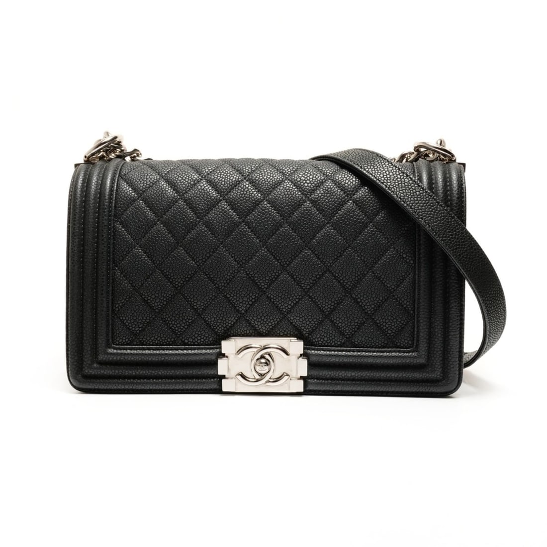 CHANEL Boy Shoulder Bag, Black, Silver Hardware, Calfskin, 12012-2013, WS26272: --- Catalog ---Category: SizeSize (HxWxD): 15cm x 25cm x 7cm / 5.9'' x 9.84'' x 2.75''Category: DesignType: Shoulder bagColor: BlackGender: WomenCategory: GeneralBrand: ChanelCountry of Origin: