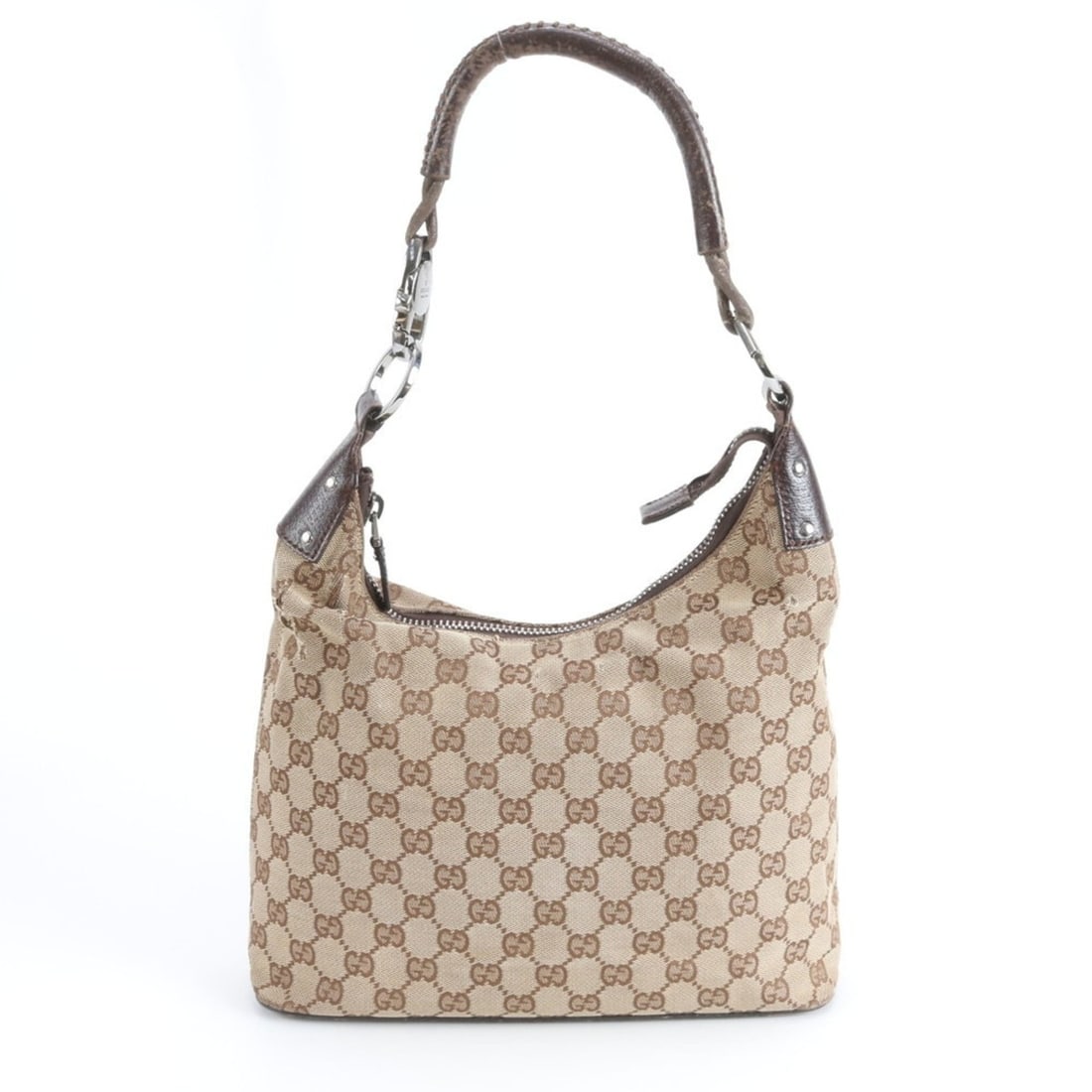 Gucci GG Canvas Hobo 115003 Leather Shoulder Bag/Handbag Brown Women's: --- Catalog ---Category: SizeSize (HxWxD): 29cm x 28cm x 10cm / 11.41'' x 11.02'' x 3.93''Category: DesignType: Handbag, Shoulder bagColor: BrownGender: WomenMaterial: Leather , Canvas Category: Gener