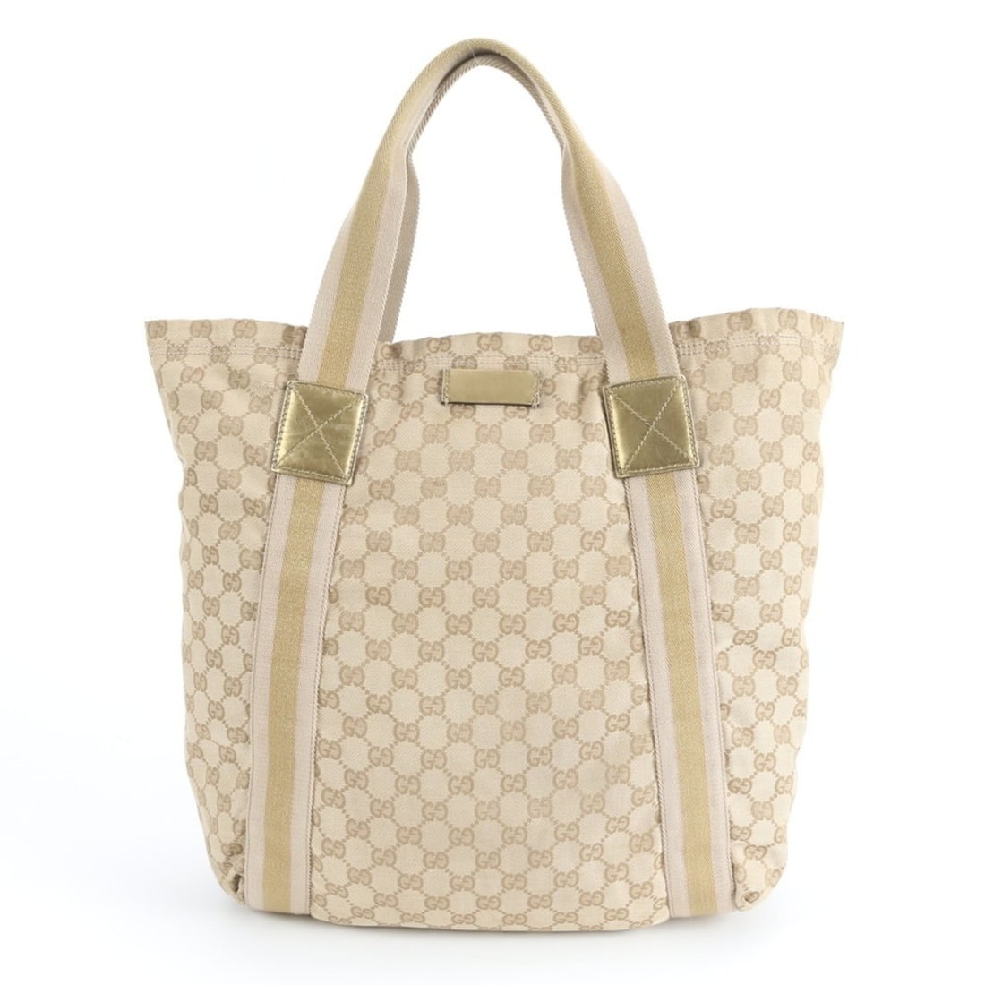 Gucci GG Canvas Beige 189669 Leather Tote Bag Shoulder Handbag Women's (1 of 10)