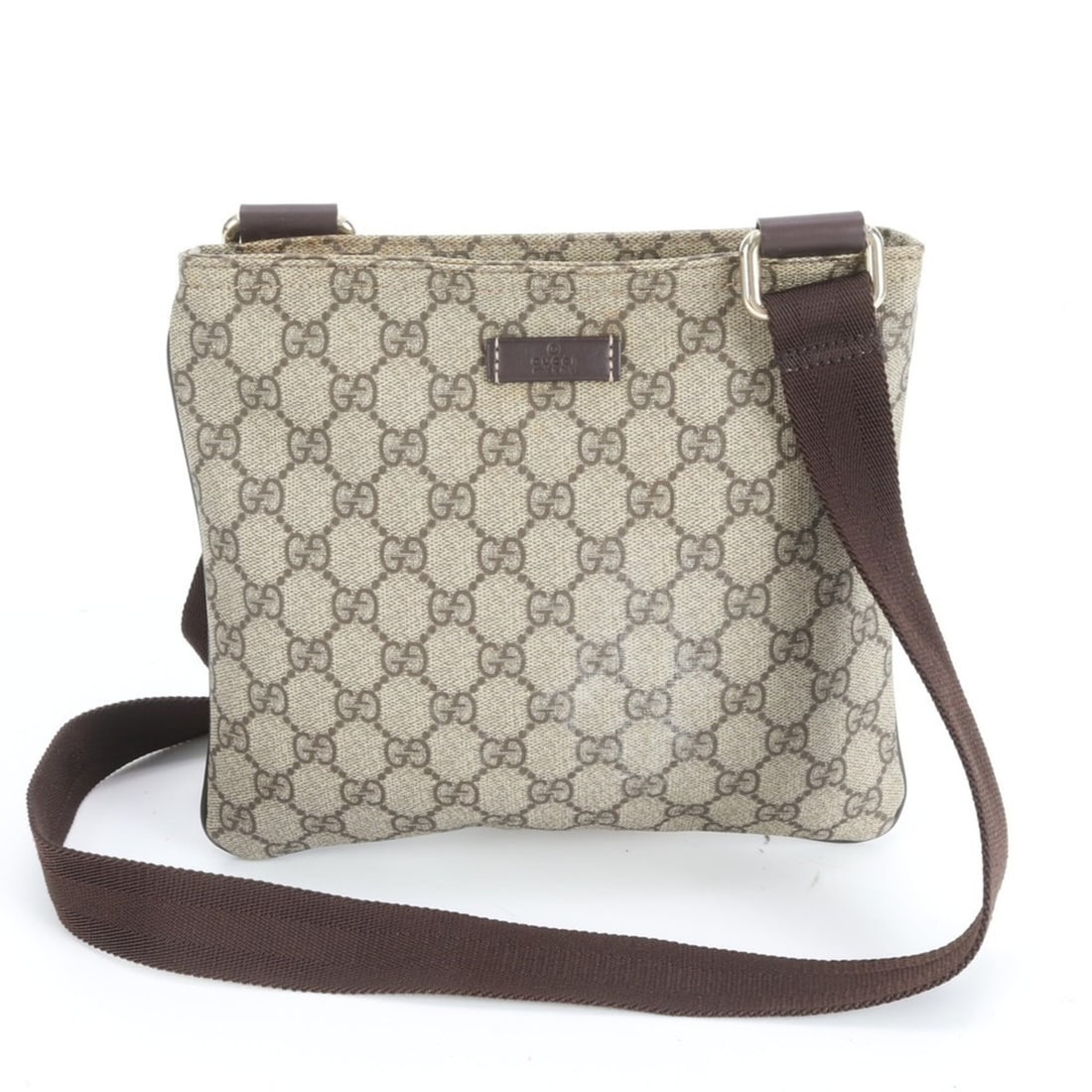 Gucci GG Supreme 201538 Leather Shoulder Bag/Messenger Bag Brown Men's: --- Catalog ---Category: SizeSize (HxWxD): 20cm x 23cm x 1cm / 7.87'' x 9.05'' x 0.39''Category: DesignType: Messenger bag, Shoulder bagColor: BrownGender: MenMaterial: Leather , Coated canvas Categor