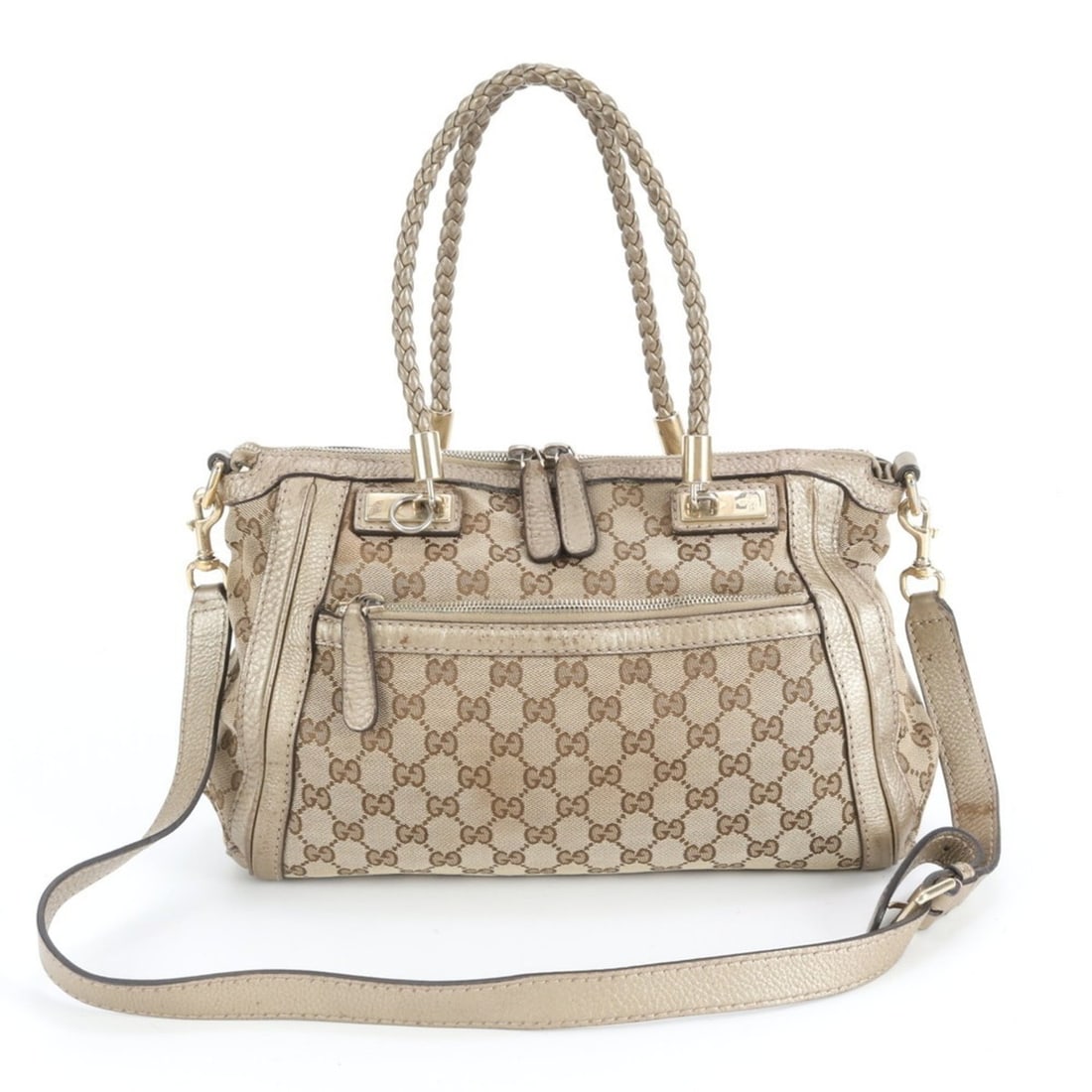 Gucci GG Canvas Bella 282300 Leather Shoulder Bag Tote Gold Women's: --- Catalog ---Category: SizeSize (HxWxD): 22cm x 30cm x 12cm / 8.66'' x 11.81'' x 4.72''Category: DesignType: Shoulder bag, Tote bagColor: BrownGender: WomenMaterial: Leather , Canvas Category: Gener