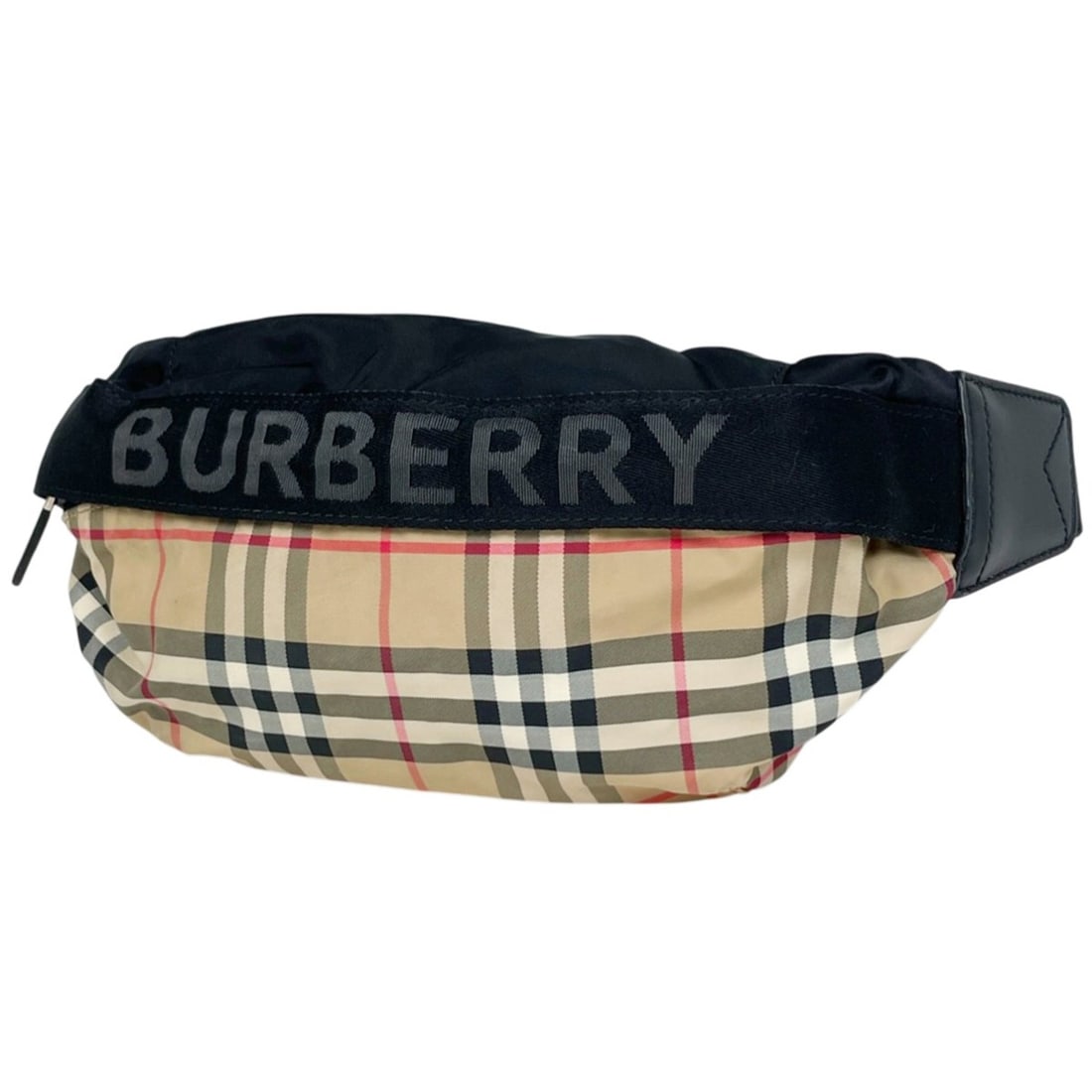 Burberry Check Logo Waist Bag Nylon Beige Black Women's: --- Catalog ---Category: SizeSize (HxWxD): 15.5cm x 29.5cm x 4cm / 6.1'' x 11.61'' x 1.57''Category: DesignType: Fanny pack, Sling bagColor: Beige, BlackGender: WomenMaterial: Nylon , Leather Category