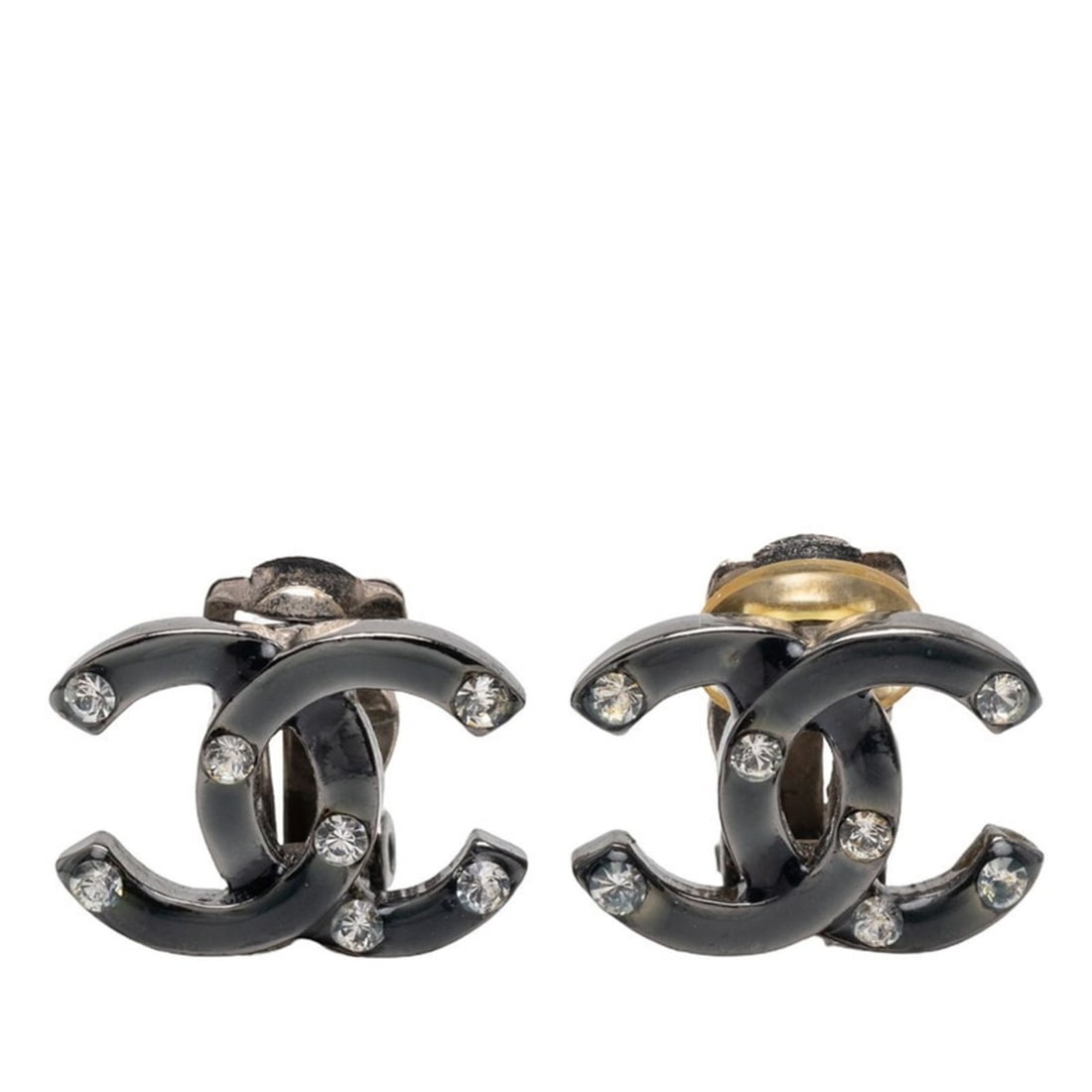 CHANEL Coco Mark Earrings, Silver, Metal Rhinestones, Women's: --- Catalog ---Category: SizeSize (HxWxD): 13.00mm x 17.00mm / 0.51'' x 0.67''Category: DesignType: Clip earringsColor: SilverGender: WomenMaterial: RhinestoneCategory: GeneralBrand: Chanel--- Item Li